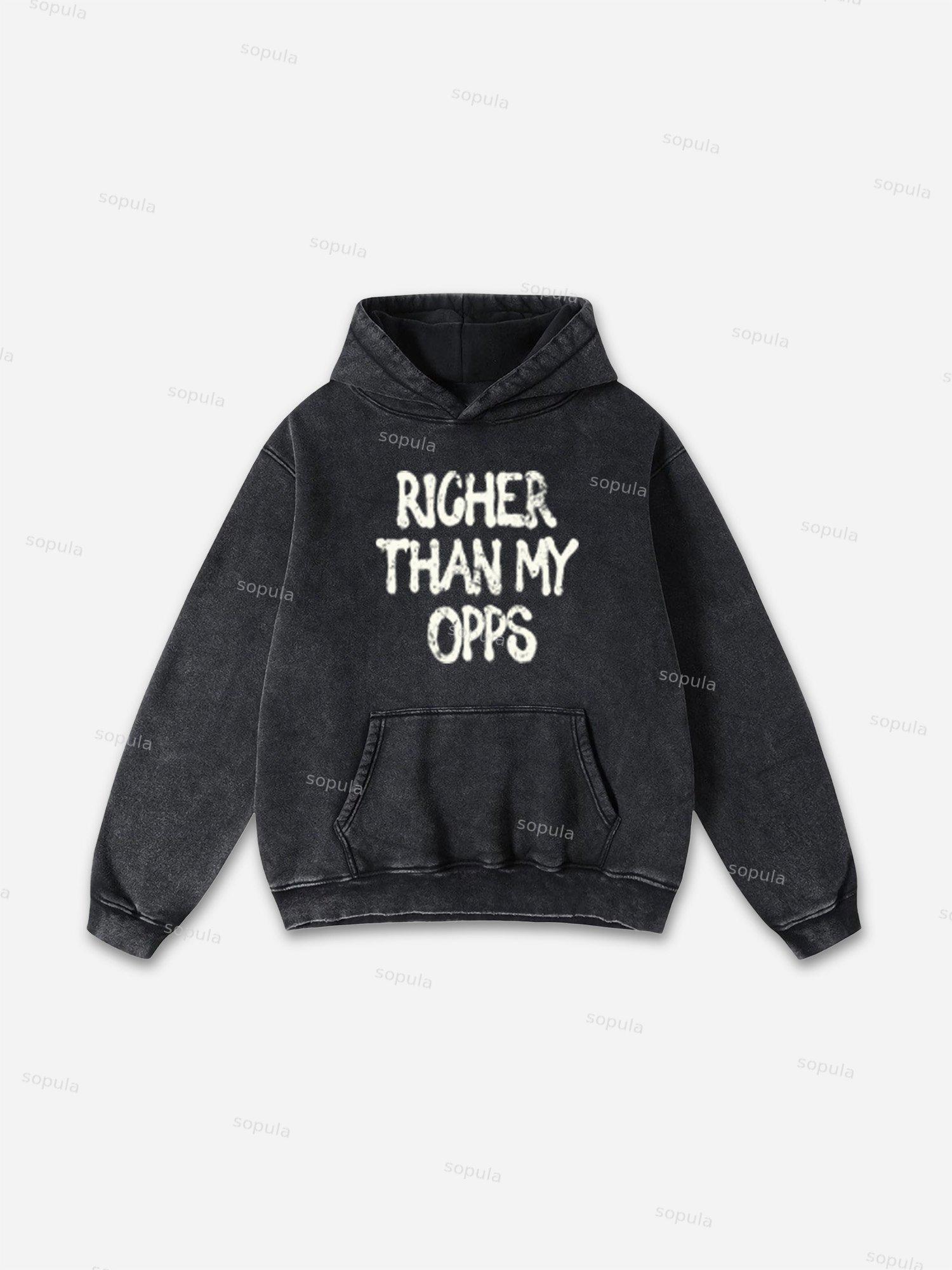 Richer Than My Opps Vintage Abstract Graphic Washed Hoodie Product Image