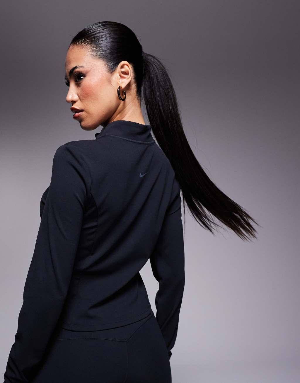 Nike Training Zenvy Yoga full zip longsleeve top in black Product Image
