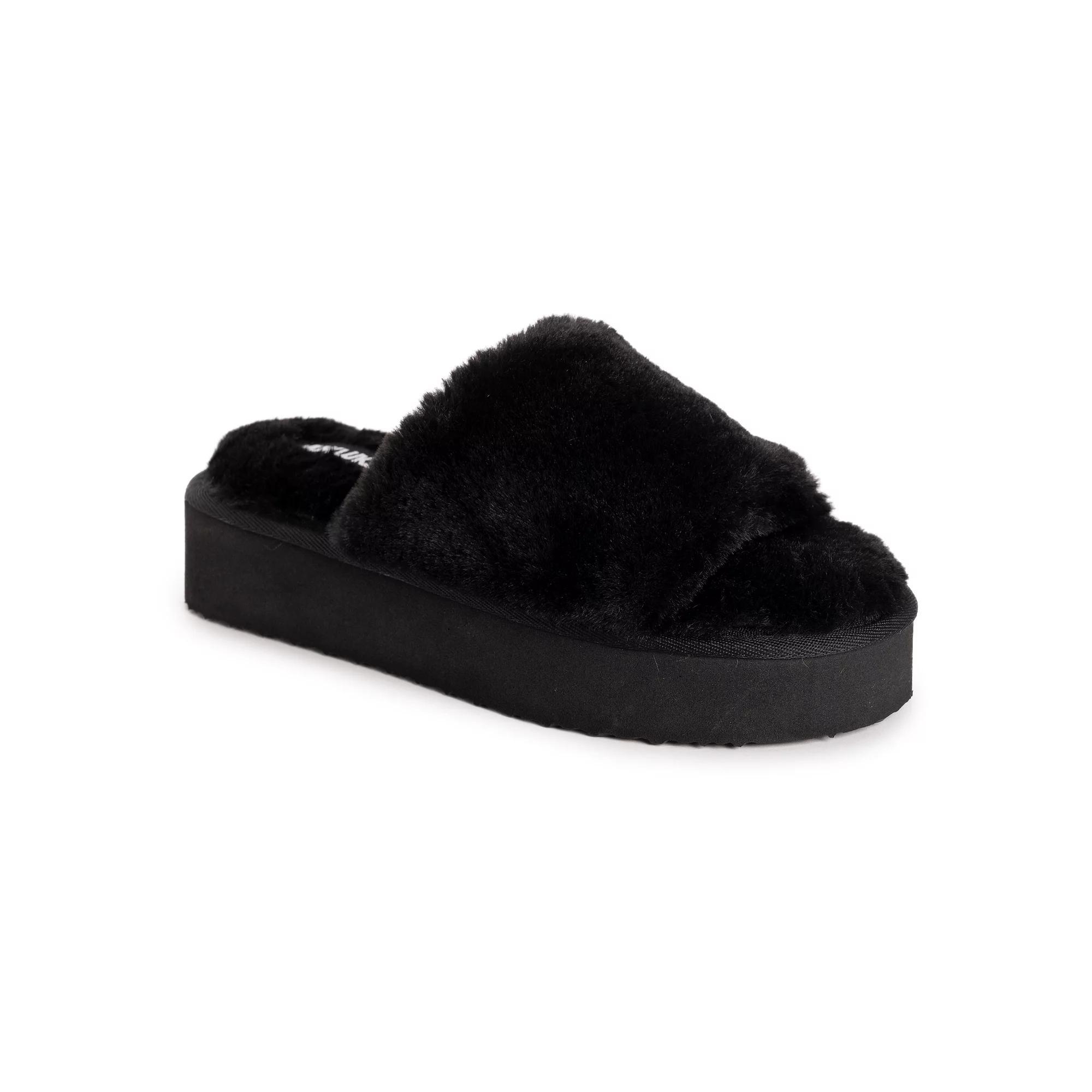 Women's MUK LUKS Platform Slide Slippers, Size: XS, Black Product Image