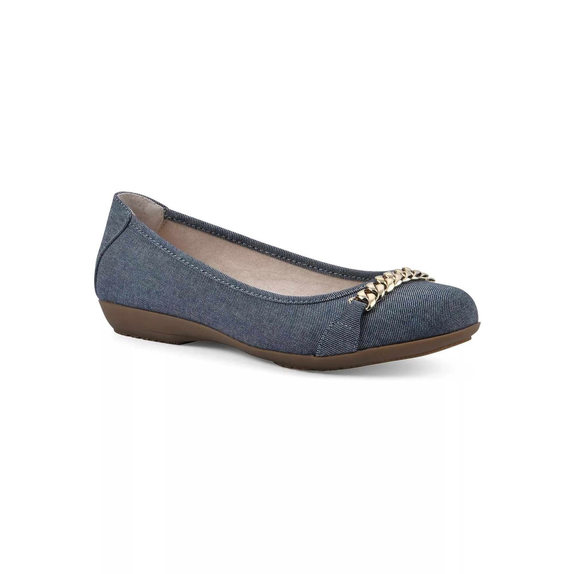 Cliffs by White Mountain Charmed Women's Ballet Flats, Size: 8 Wide, Blue Blue Fabric Product Image
