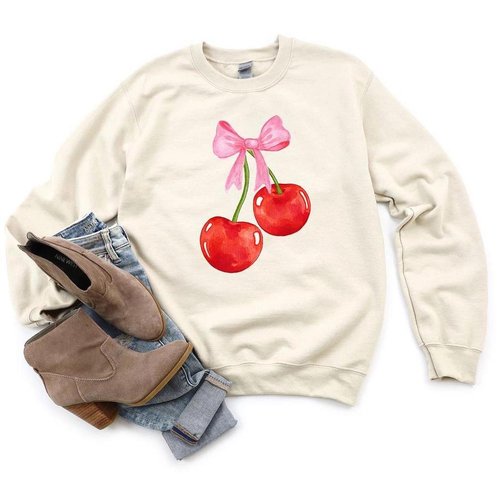Simply Sage Market Women's Graphic Sweatshirt Coquette Cherries Product Image