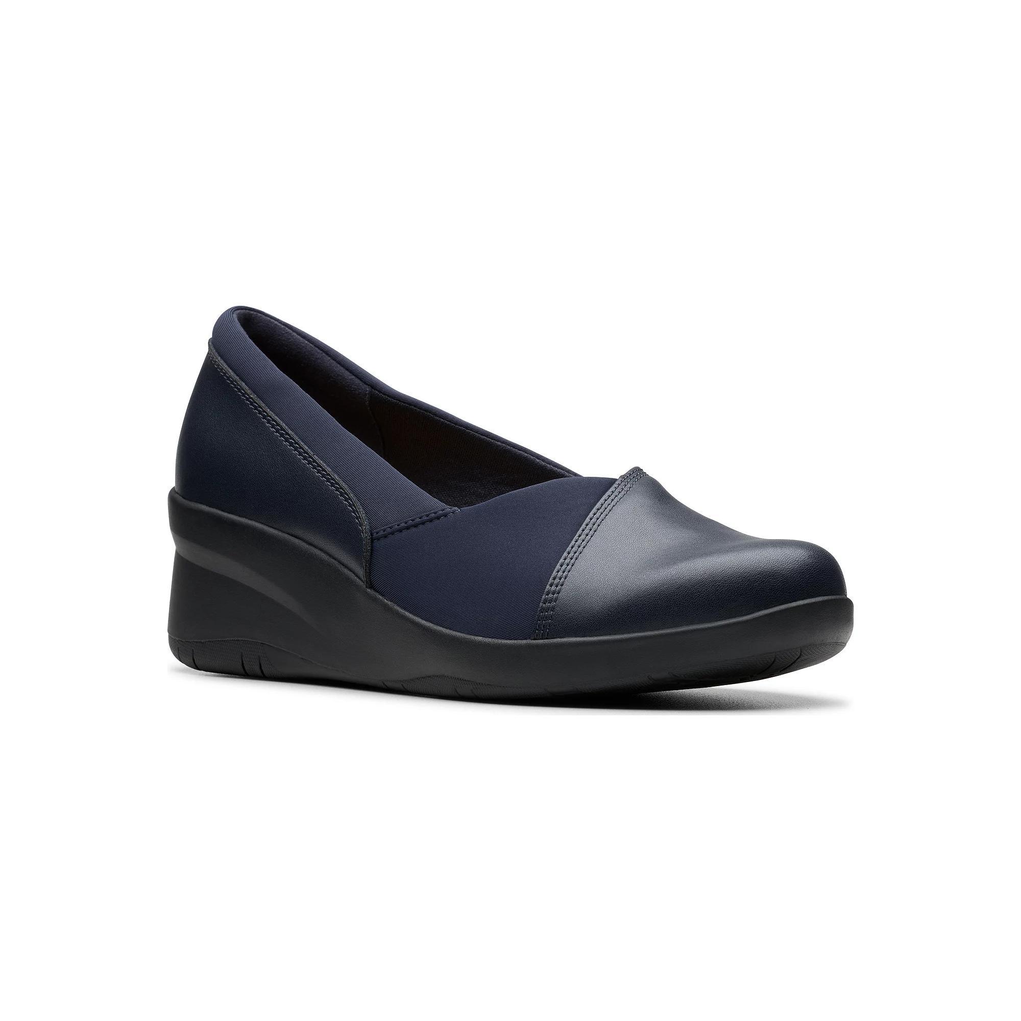Clarks® Suttyn Walk Women's Leather Wedges, Size: 5.5, Blue Product Image