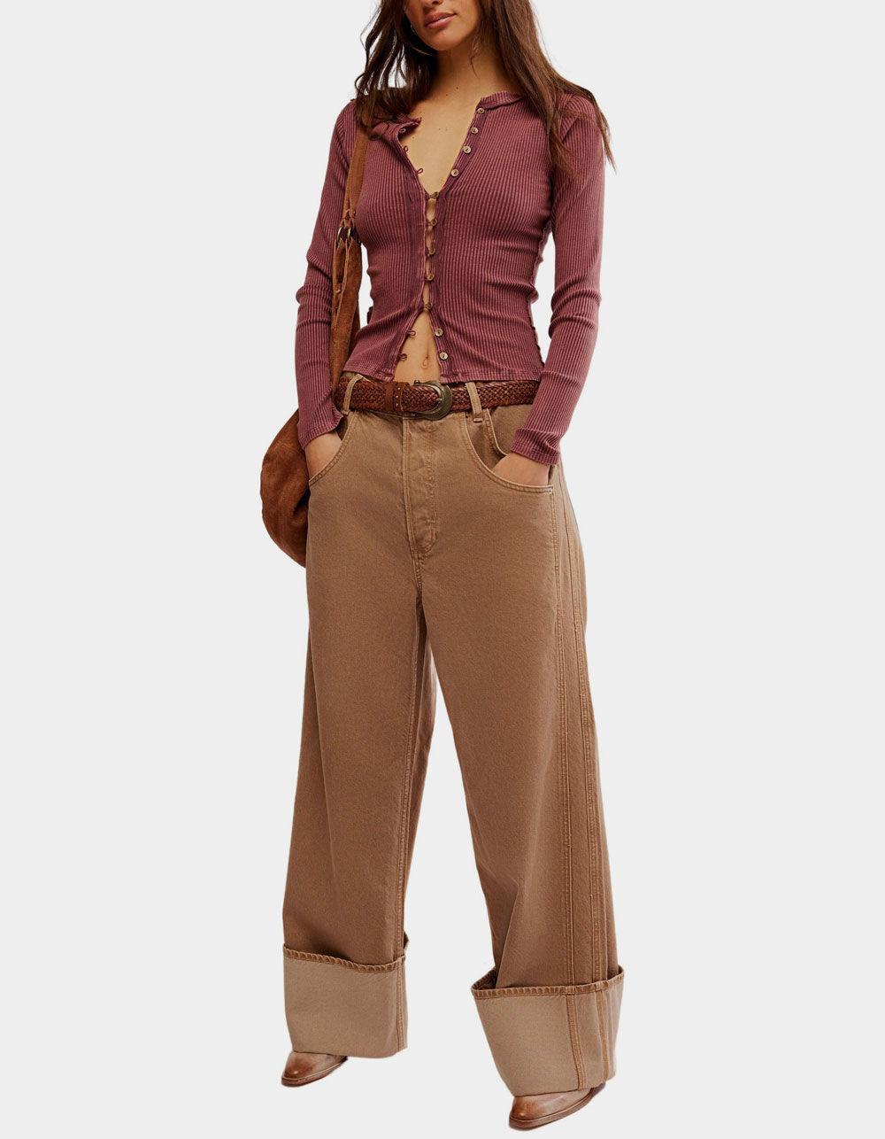 FREE PEOPLE It's On Womens Cardigan - BURGUNDY Product Image