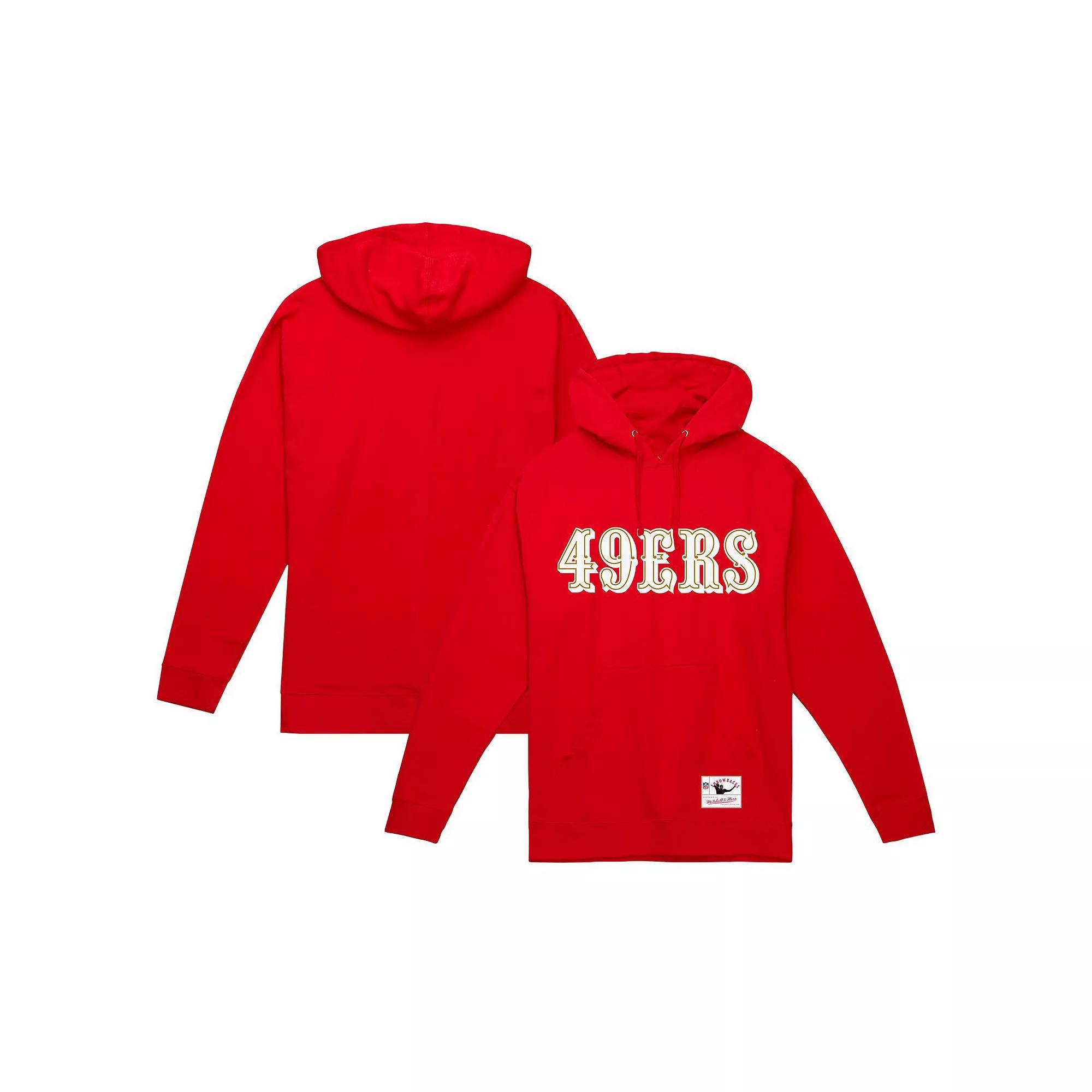 Men's Mitchell & Ness Scarlet San Francisco 49ers Team Wordmark Vintage Pullover Hoodie, Size: 2XL, Red Product Image