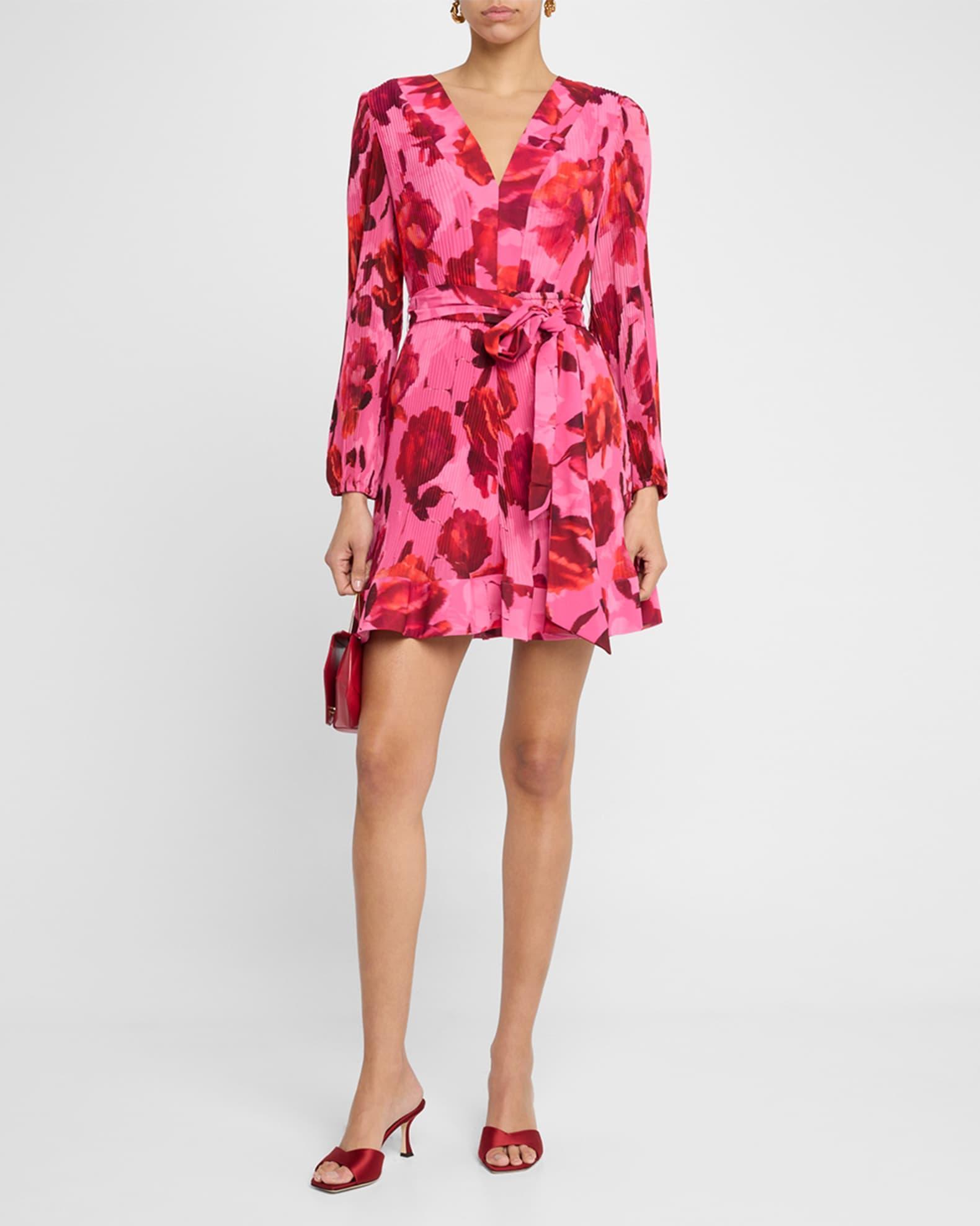 Liv Pleated Floral-Print Mini Dress Product Image