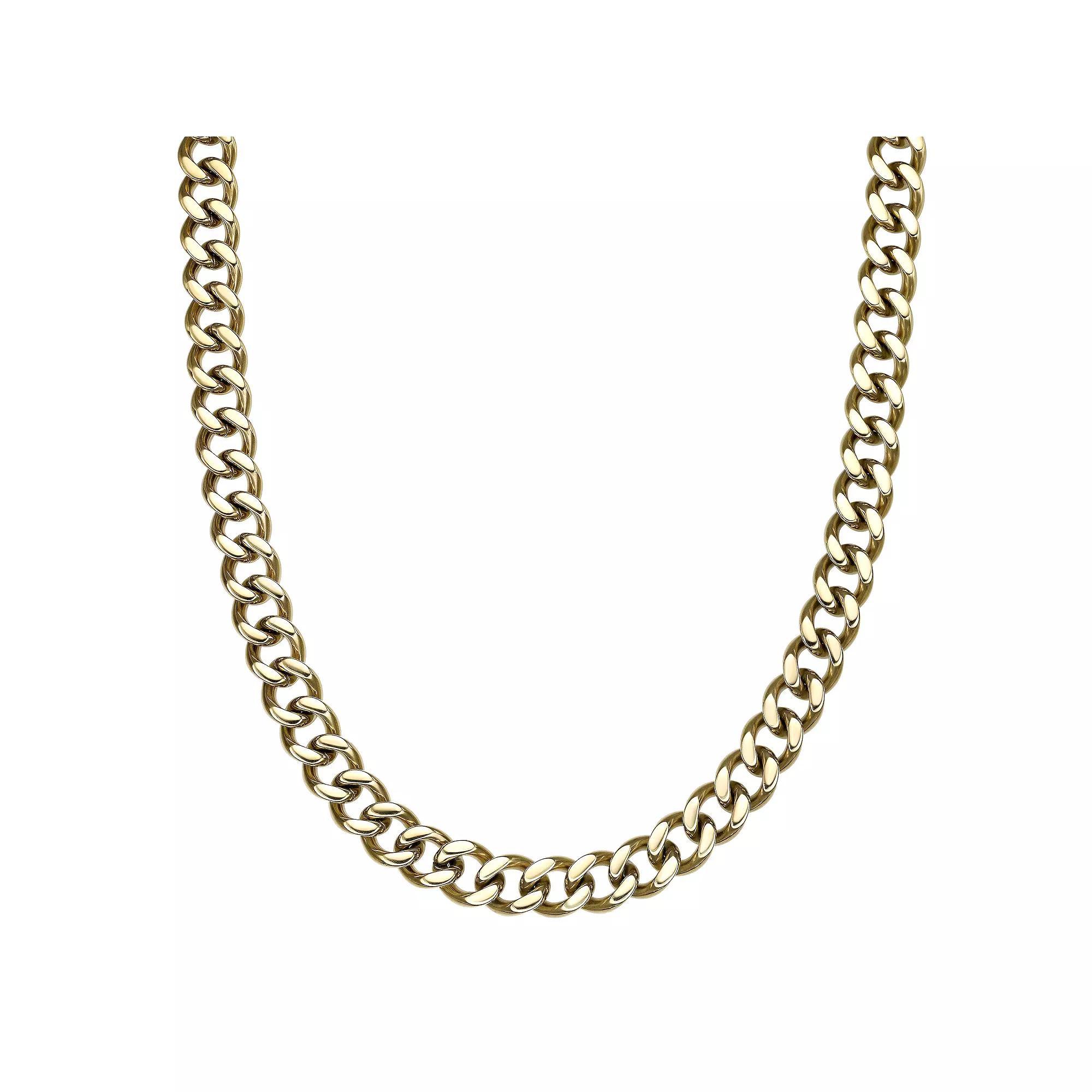 Men's LYNX Stainless Steel 11 mm Curb Chain Necklace, Size: 30", Gold Tone Product Image