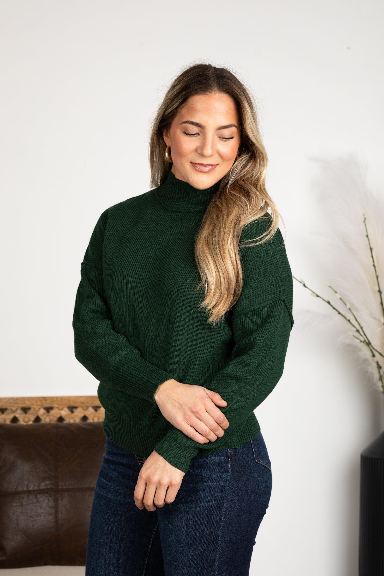 Mock Neck Ribbed Sweater Top Product Image