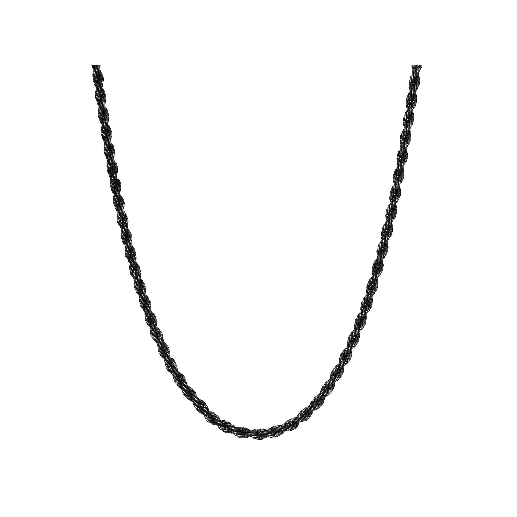 Men's LYNX Black Ion-Plated Stainless Steel Chain Necklace, Size: 24", Silver Product Image