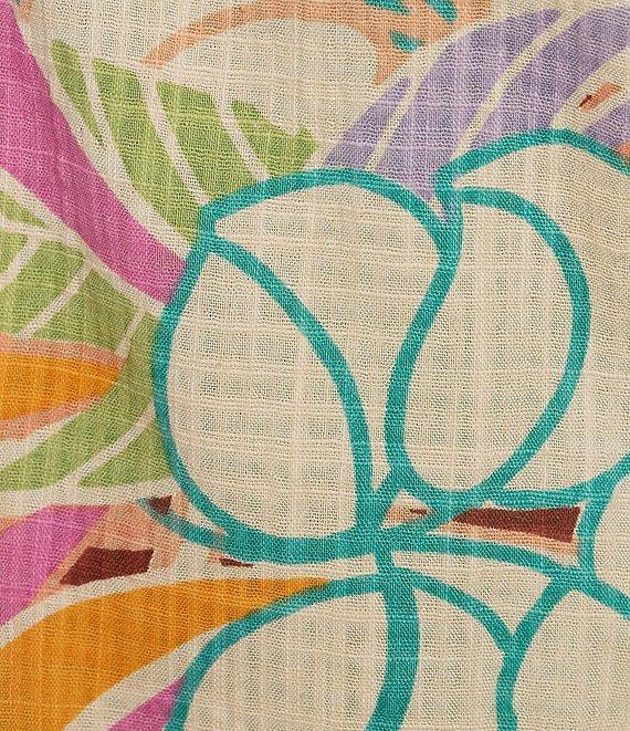 Rip Curl Vadella Tropical Palm Print Tie Straps Coordinating Cropped Tank Top Product Image