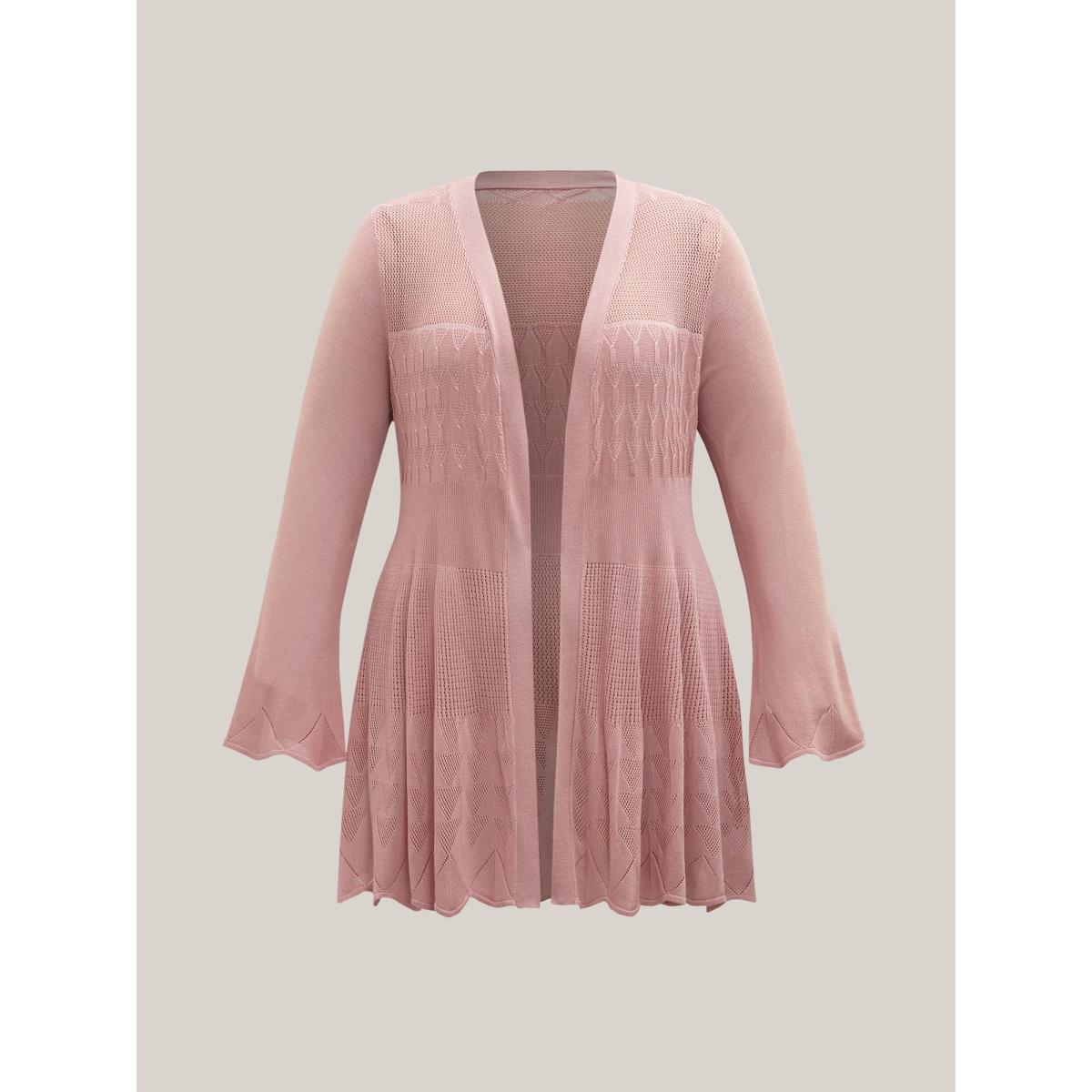 Plus Size Cut-Out Textured Open-Front Knit Cardigan Crepe Women Casual Loose Long Sleeve Everyday Cardigans BloomChic 22-24/3X Product Image