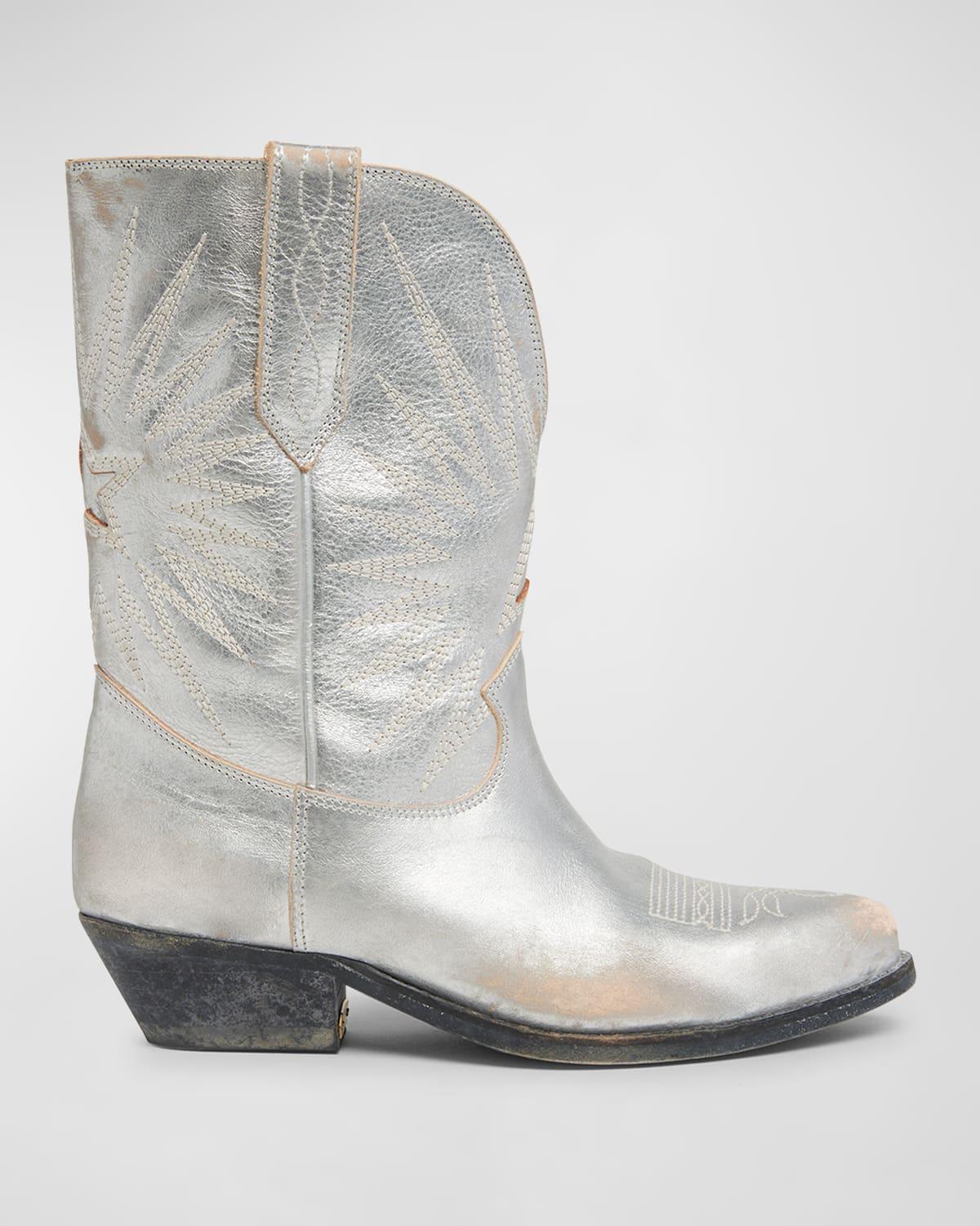 Wish Star Metallic Distressed Cowboy Boots Product Image