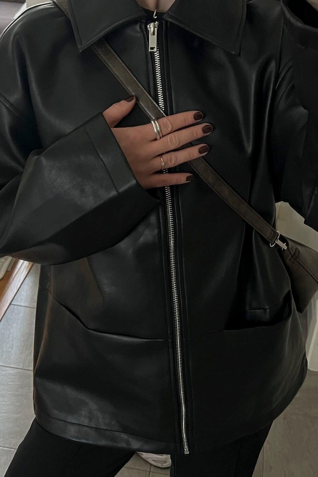 Zip Detail Pu Jacket Product Image