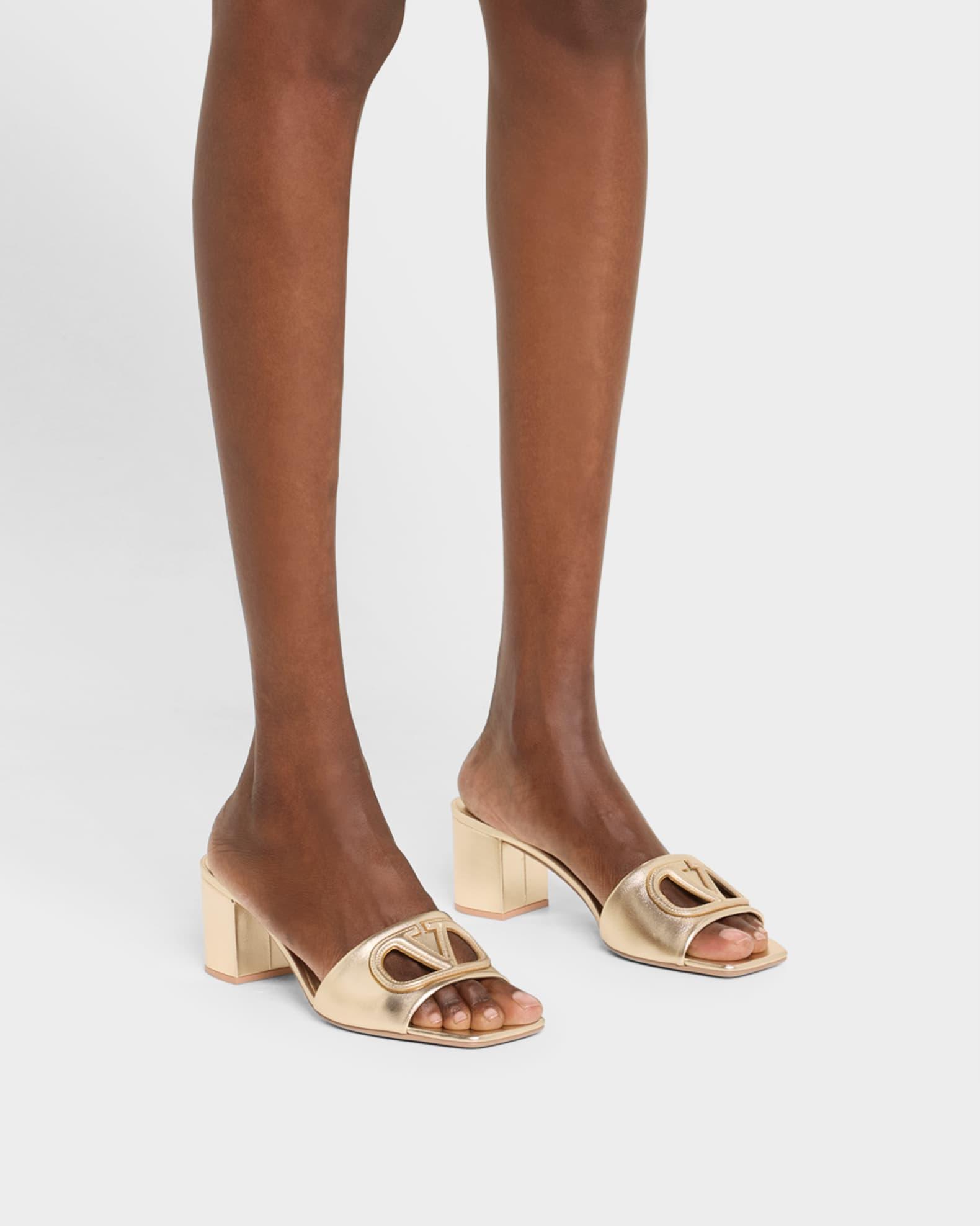 VLogo Metallic Leather Cutout Mule Sandals Product Image