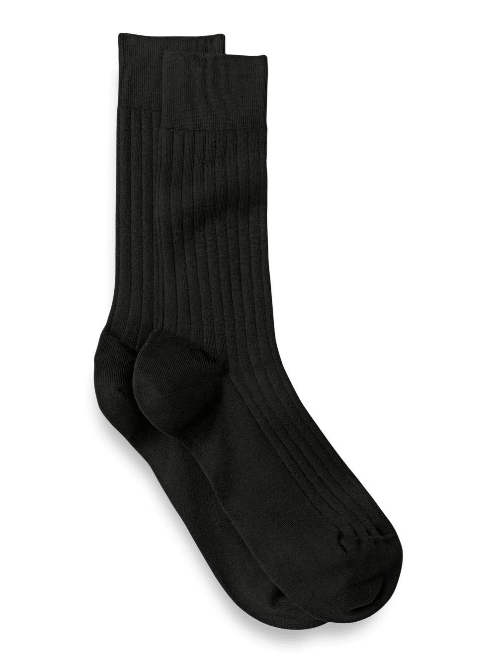 Solid Rib With Contrast Cotton Blend Sock - Navy/blue Product Image
