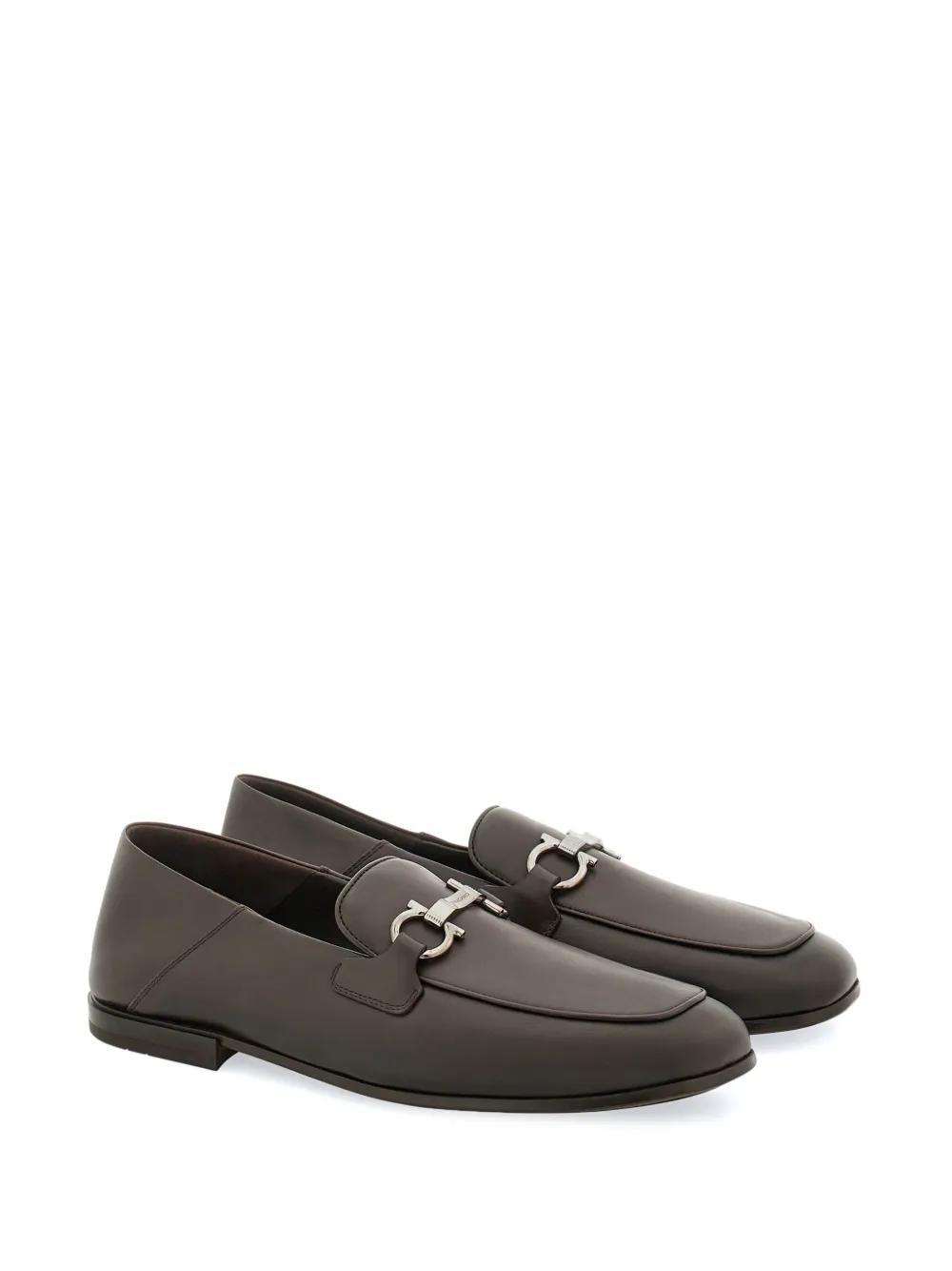 FERRAGAMO Gancini Horsebit-embellished Leather Loafers In Brown Product Image