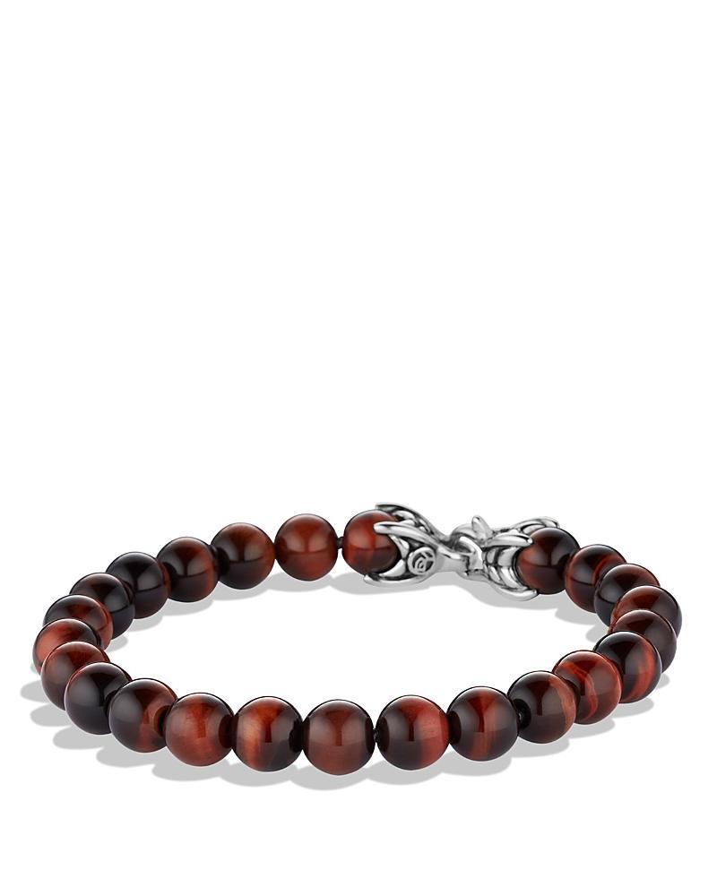David Yurman Mens Spiritual Beads Bracelet in Sterling Silver with Red Tigers Eye, 8mm Product Image