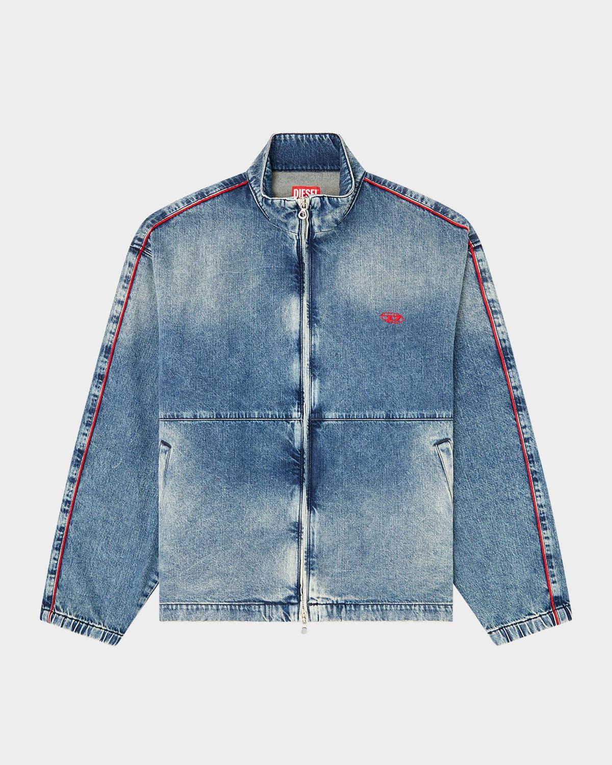 Mens Piped Denim Zip Jacket Product Image