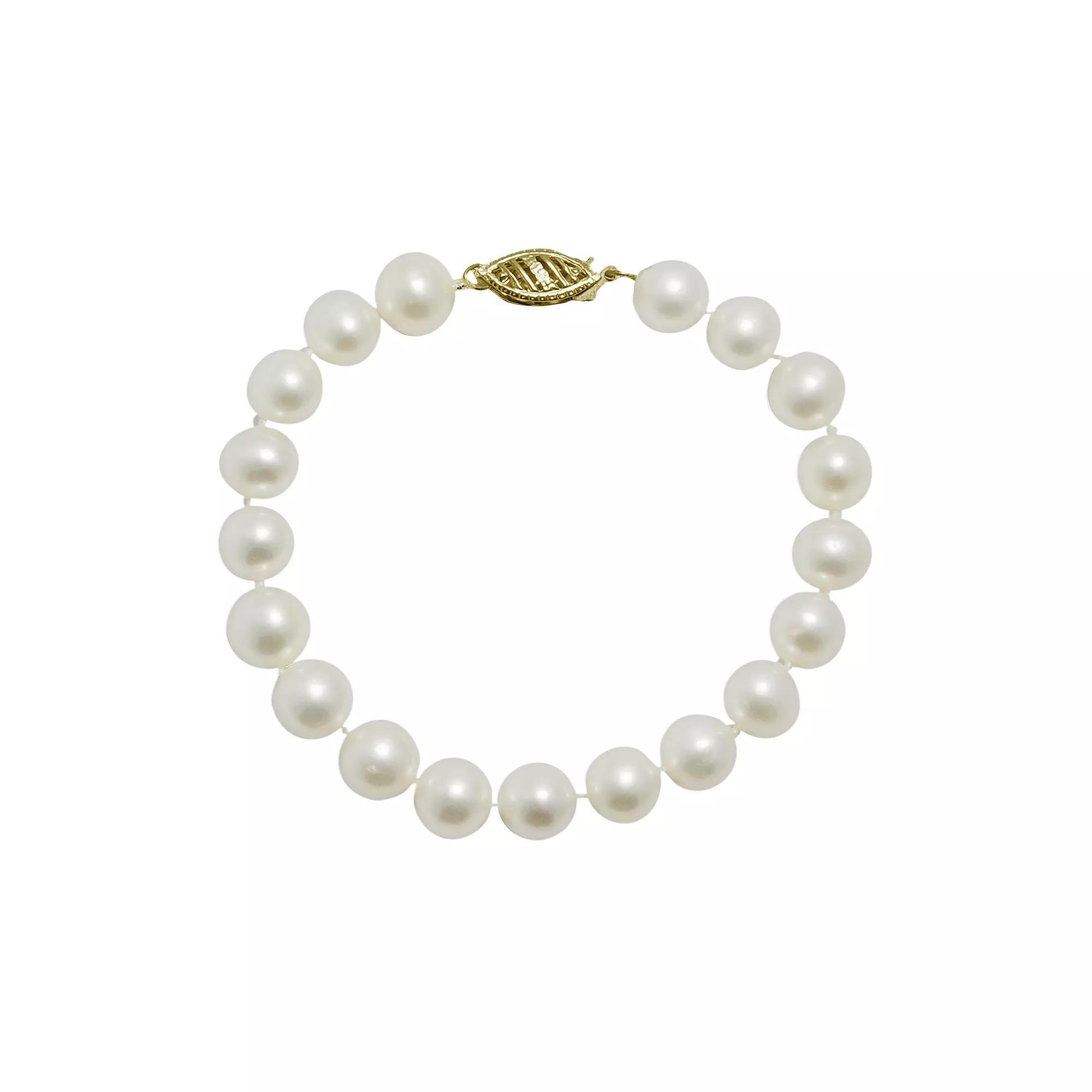 10k Gold Freshwater Cultured Pearl Bracelet - 8-in., Womens White Product Image
