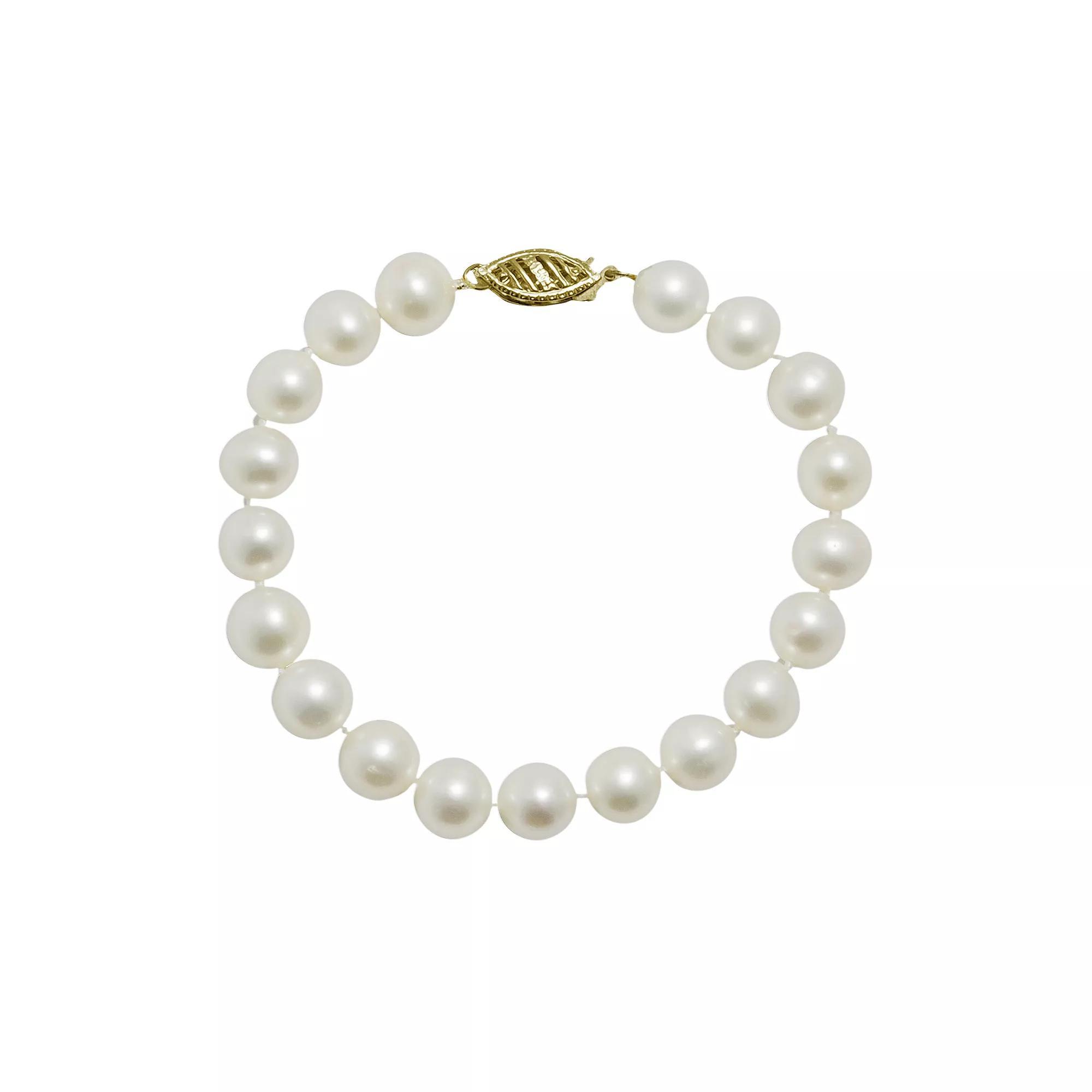 10k Gold Freshwater Cultured Pearl Bracelet - 8-in., Womens White Product Image
