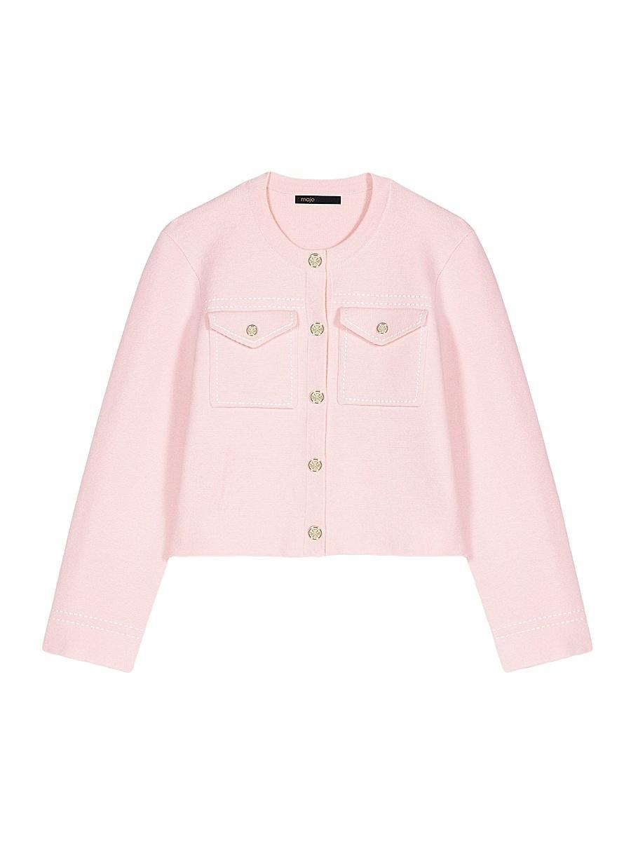 Womens Topstitched Cropped Cardigan Product Image