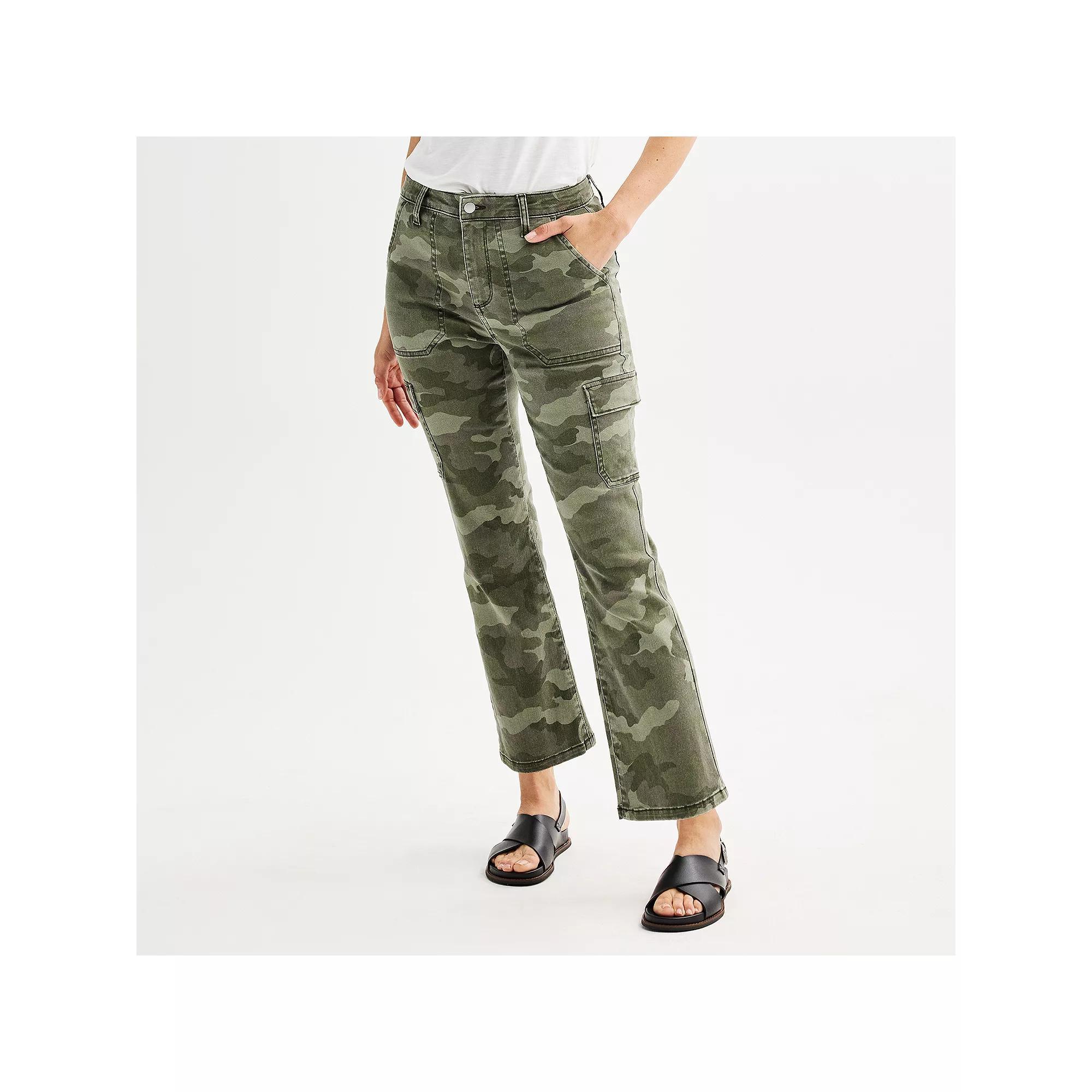 Womens Sonoma Goods For Life Ankle Cargo Flare Pants Green Product Image