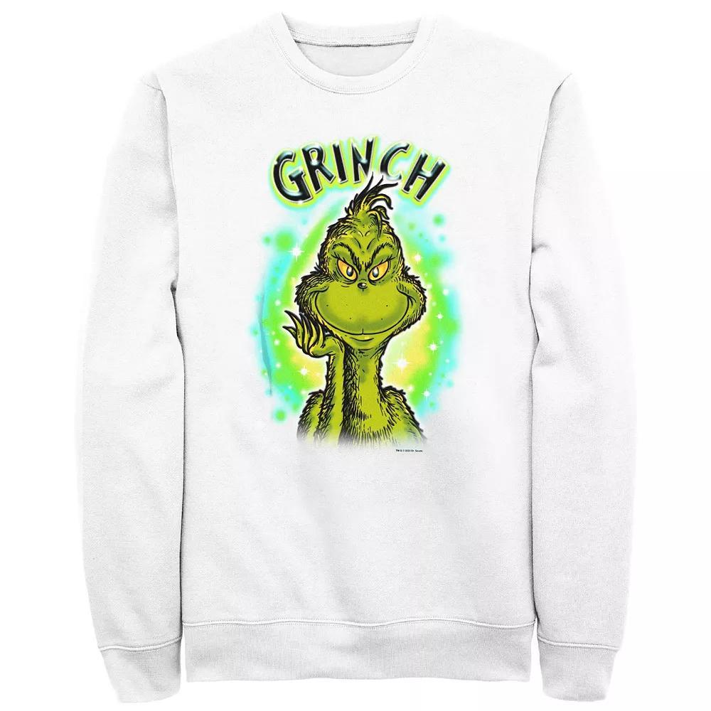 Big & Tall Dr. Seuss Grinch Airbrush Background Graphic Fleece, Men's, Size: Large, White Product Image