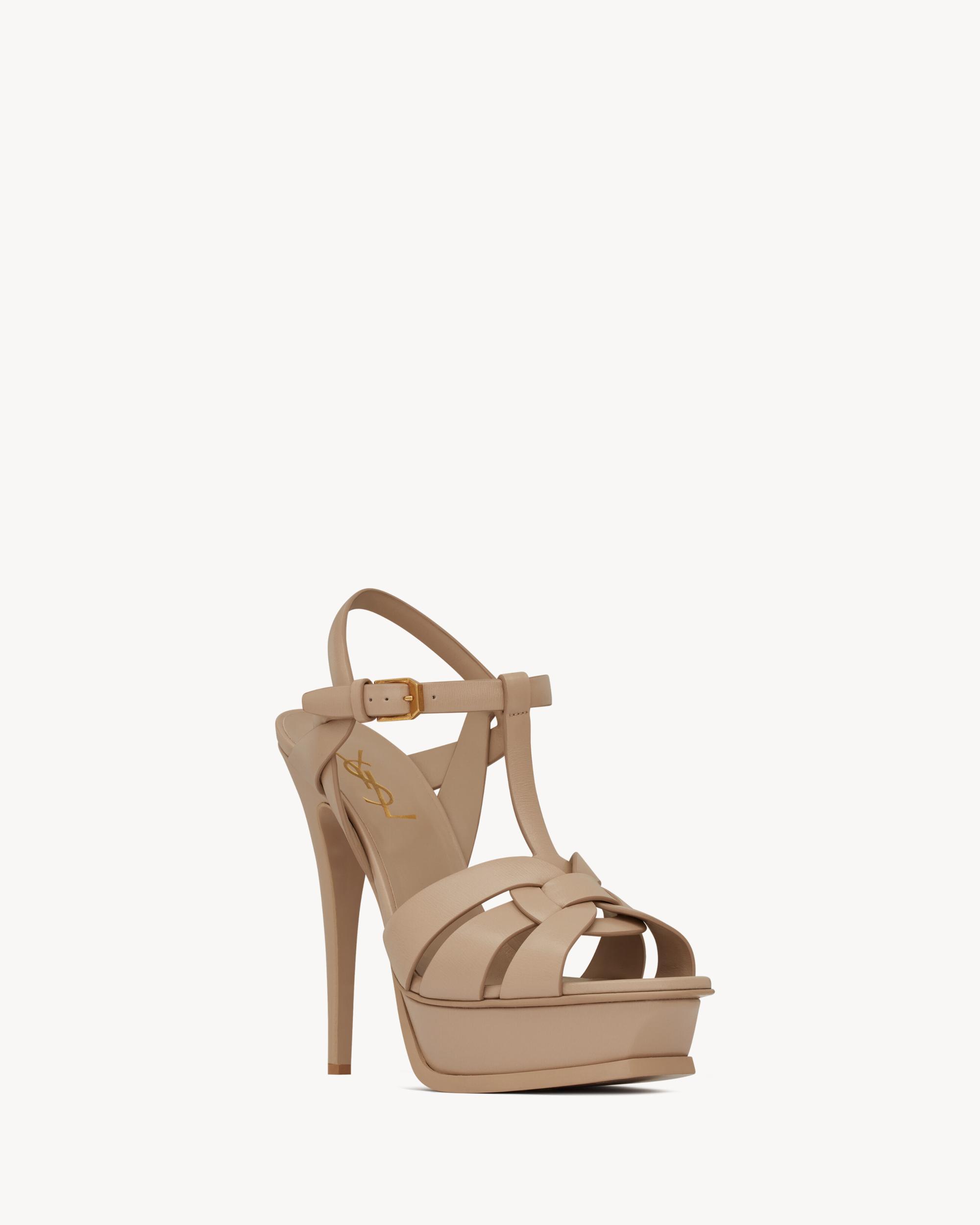 Tribute platform sandals in smooth leather Product Image