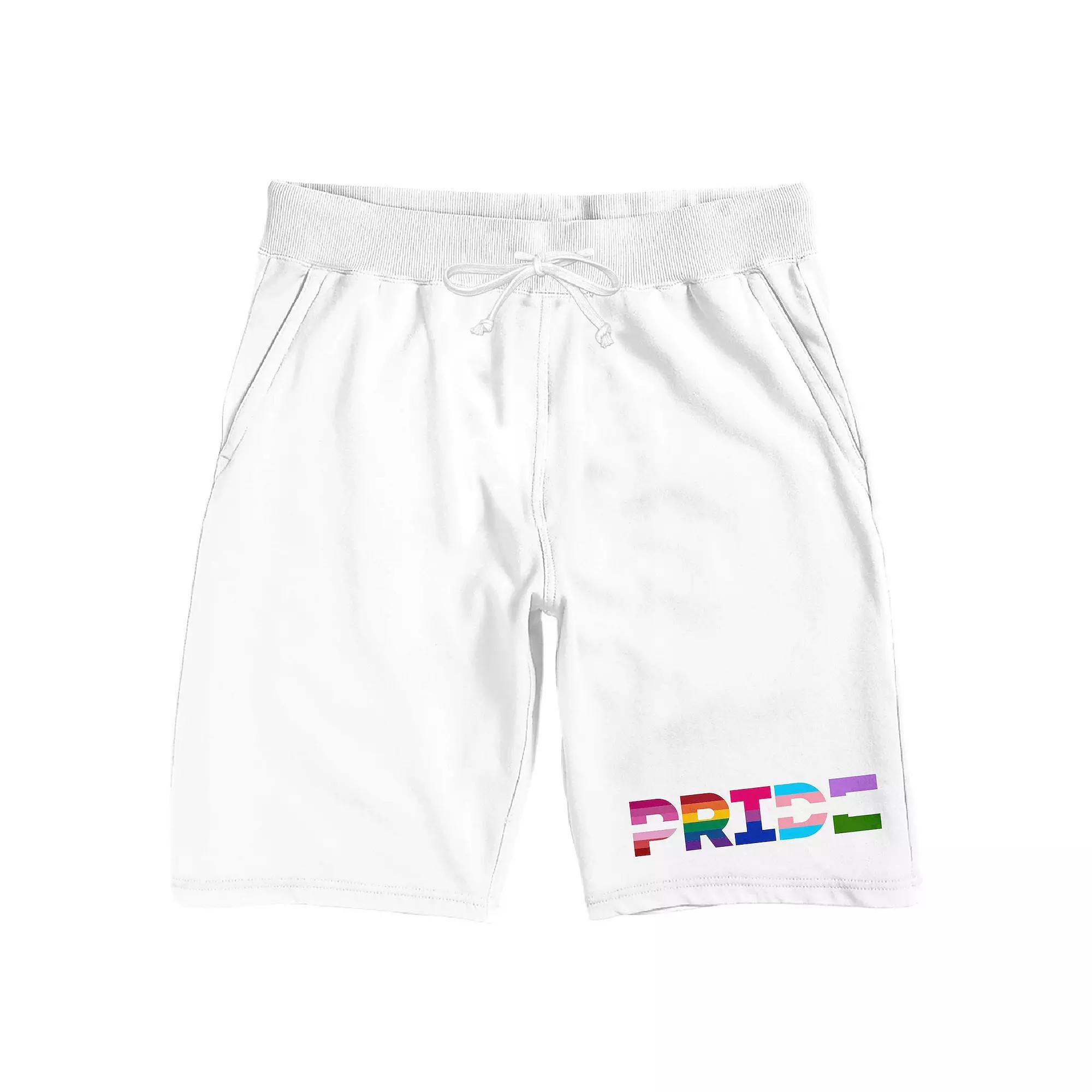 Men's Pride Flag Sleep Shorts, Size: Large, White Product Image