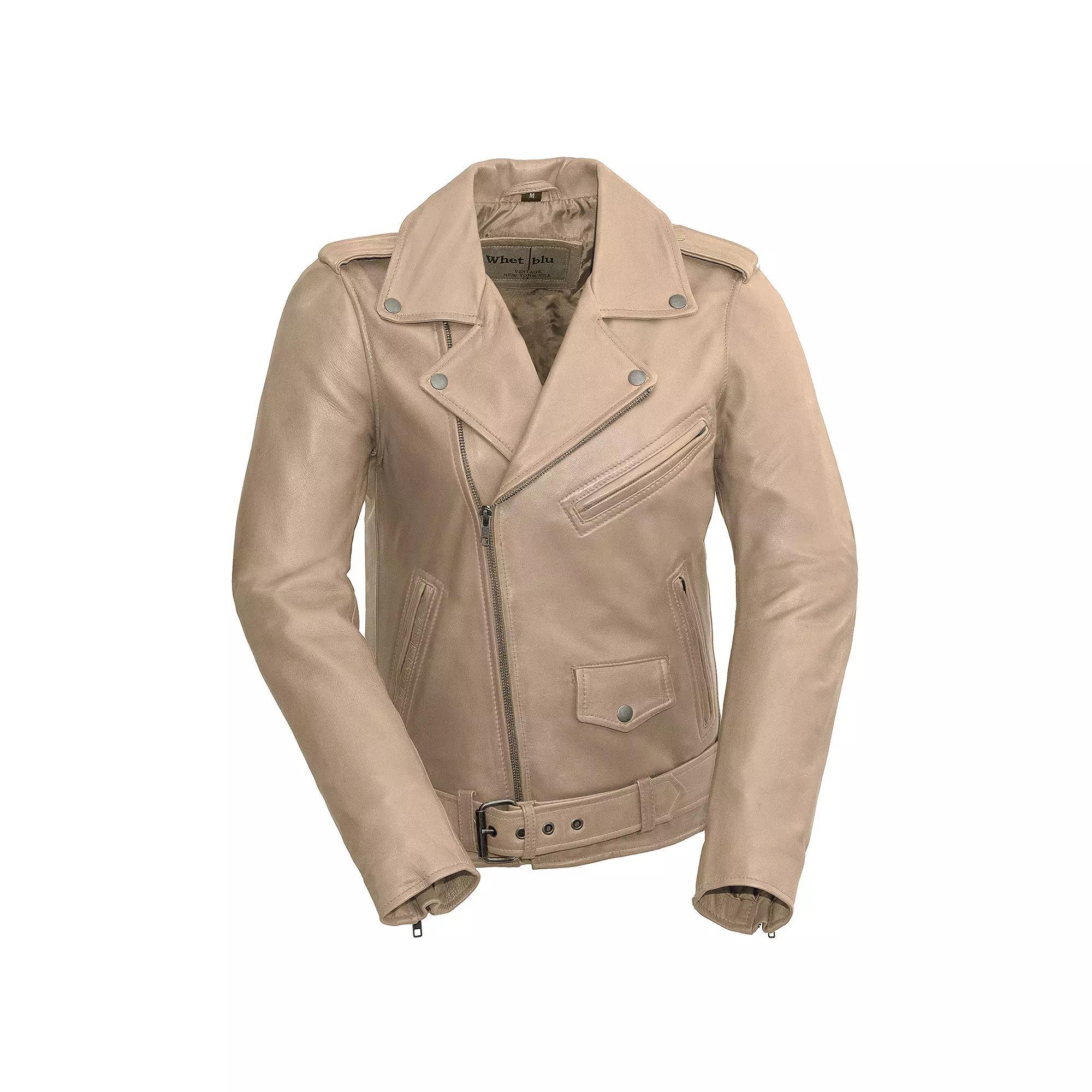 Women's Whet Blu Rebel Leather Motorcyle Jacket, Size: 4XL, Oil Brown Product Image