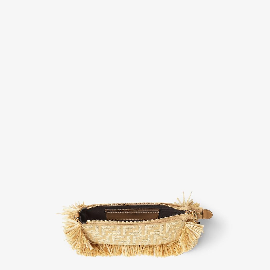 Baguette PouchJacquard fabric pouch with chain and raffia FF Product Image