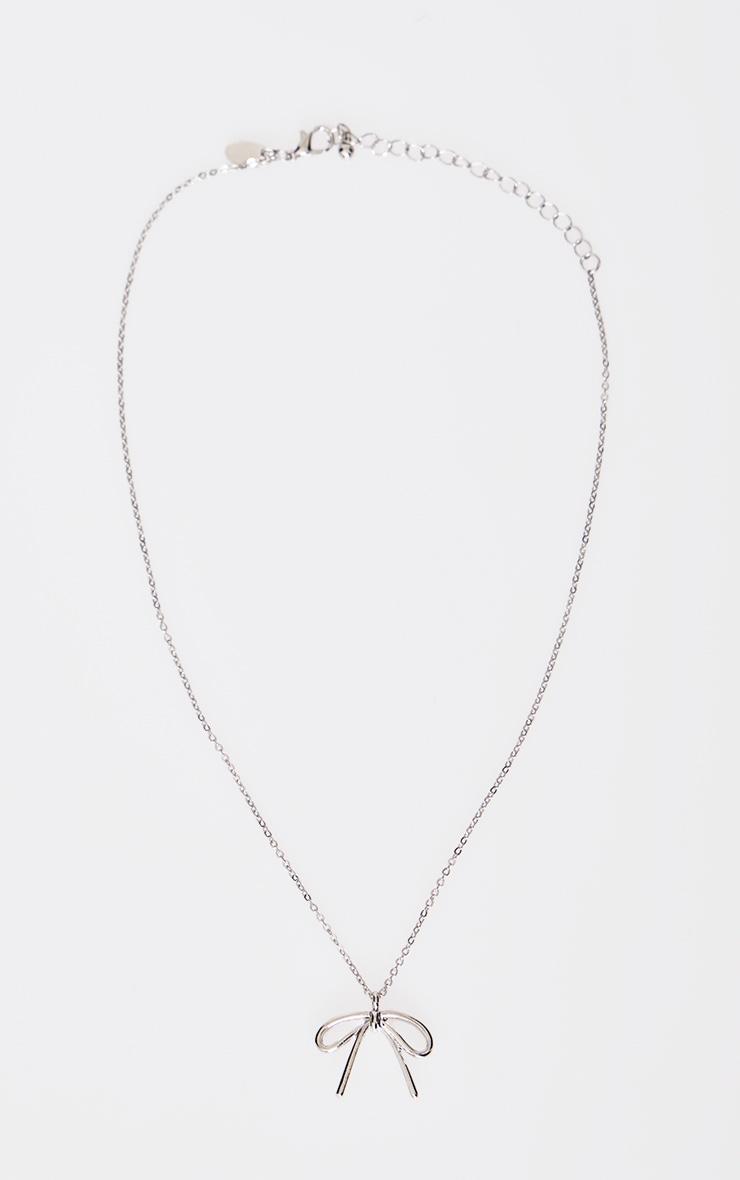 Silver Delicate Bow Necklace Product Image