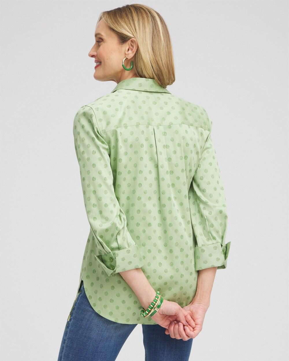 No Iron™ Stretch Dot Print 3/4 Sleeve Shirt Product Image