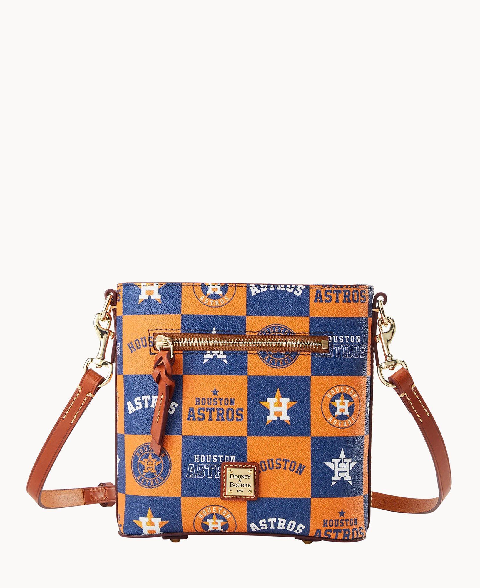 Dooney & Bourke Womens MLB Astros Small Zip Crossbody Coated Cotton Shoulder Bag in Navy Product Image