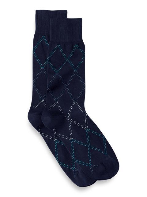 Windowpane Cotton Blend Sock - Navy Multi Product Image