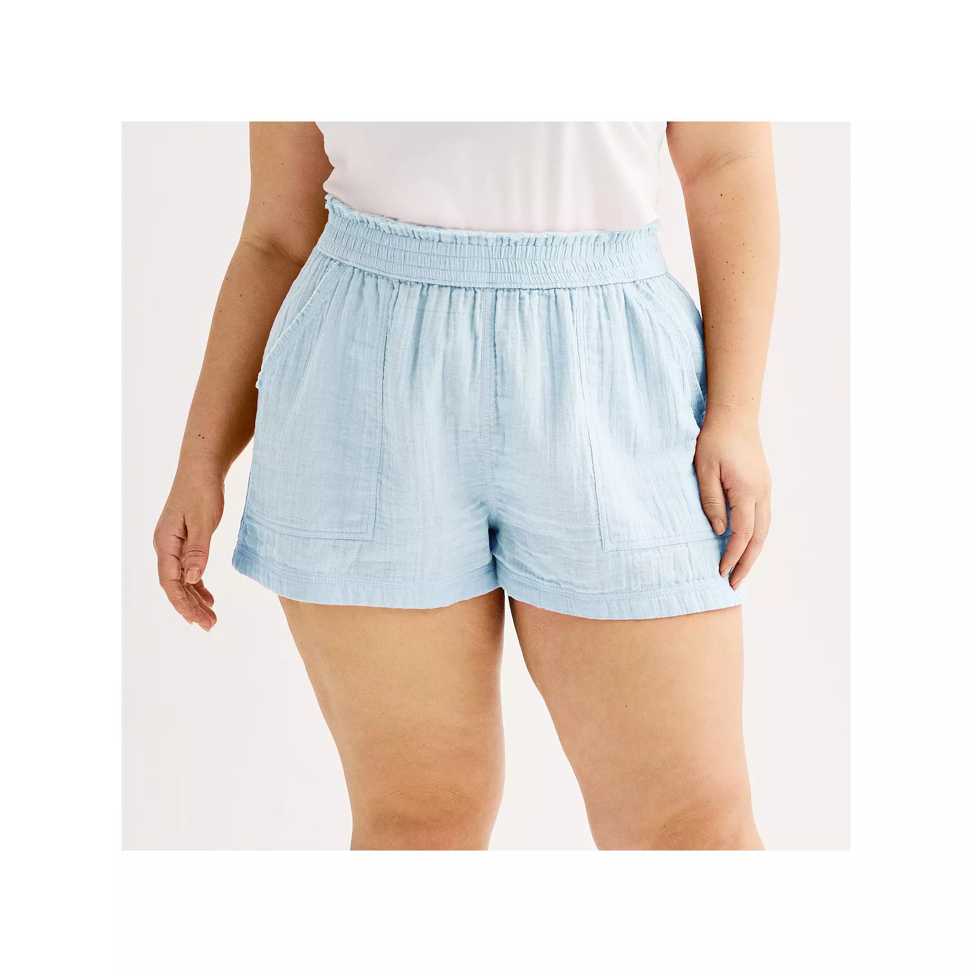 Juniors' Plus SO® High Rise Double Gauze Shorts, Women's, Size: 3XL, Periream Product Image