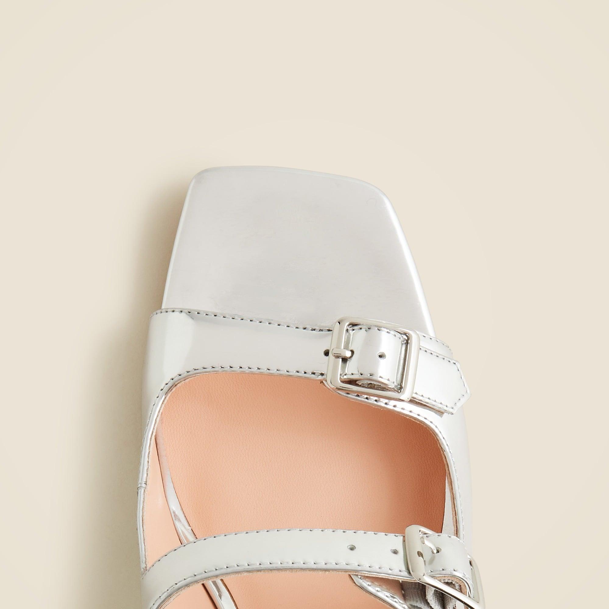 Layne buckle sandals in metallic specchio leather Product Image