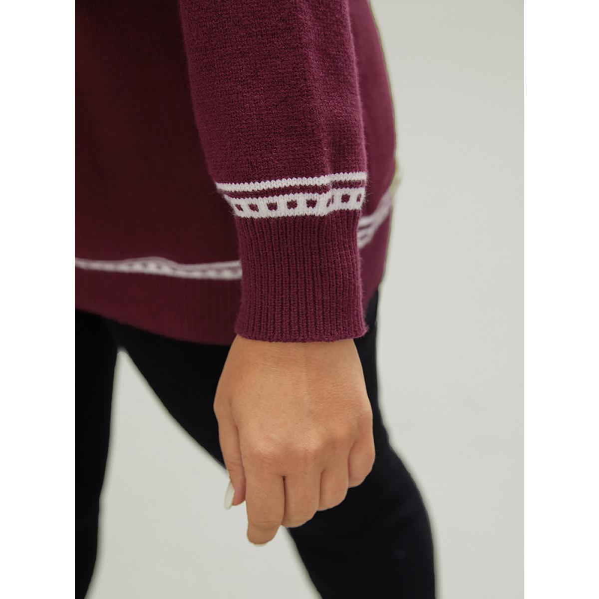 Plus Size Supersoft Essentials Christmas Graphic Elastic Cuffs Cardigan Burgundy Women Casual Loose Long Sleeve Dailywear Cardigans BloomChic 26/4X Product Image