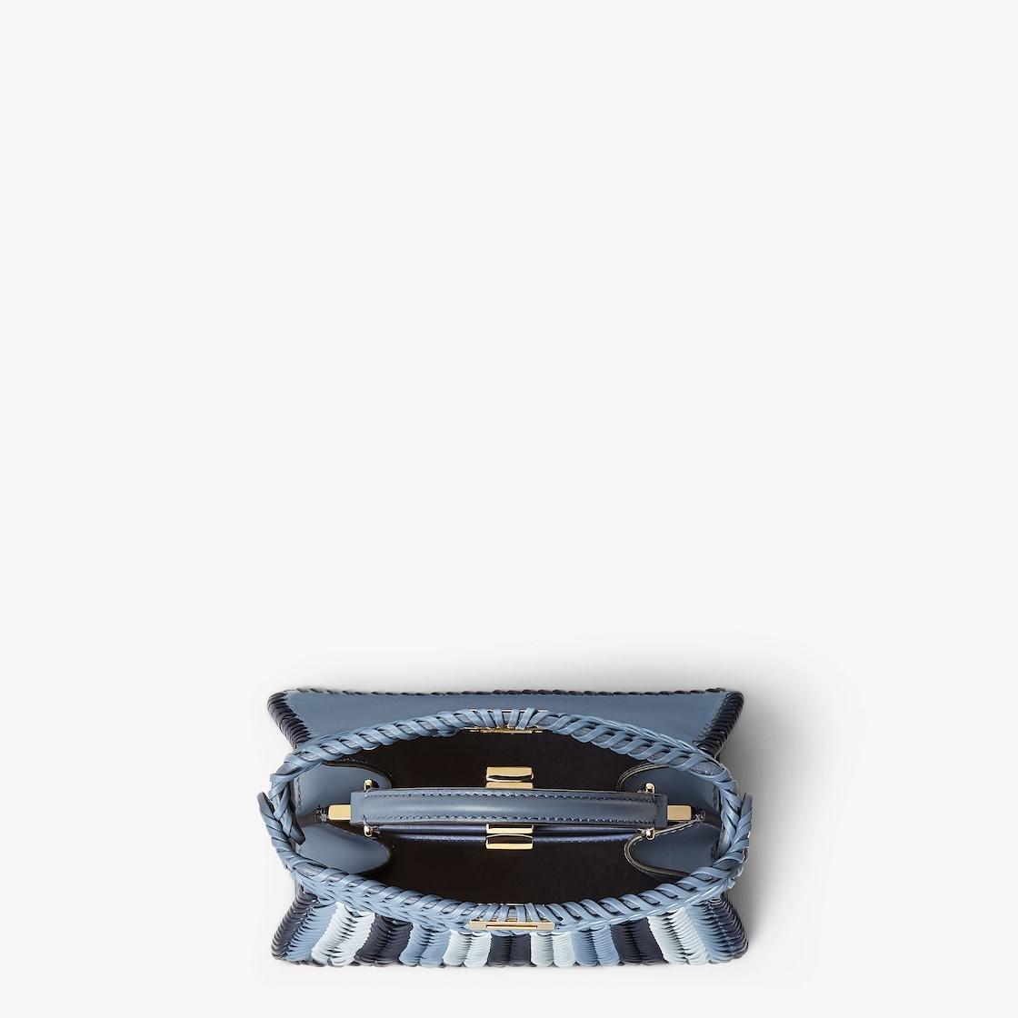 Peekaboo ISeeU PetiteBlueberry-colored interlaced leather bag Product Image