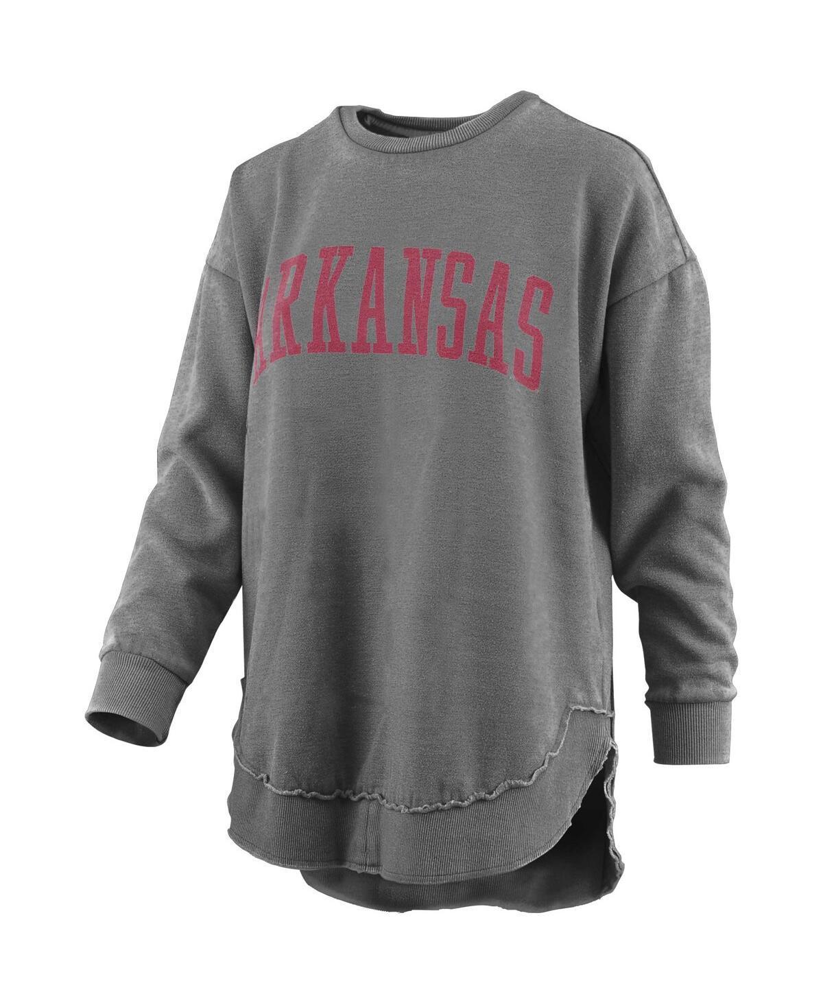 Women's Pressbox Black Arkansas Razorbacks Vintage Wash Pullover Sweatshirt, Size: Small Product Image