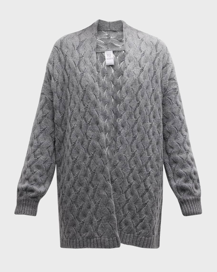 Cashmere Oversized Cable-Knit Cardigan Product Image