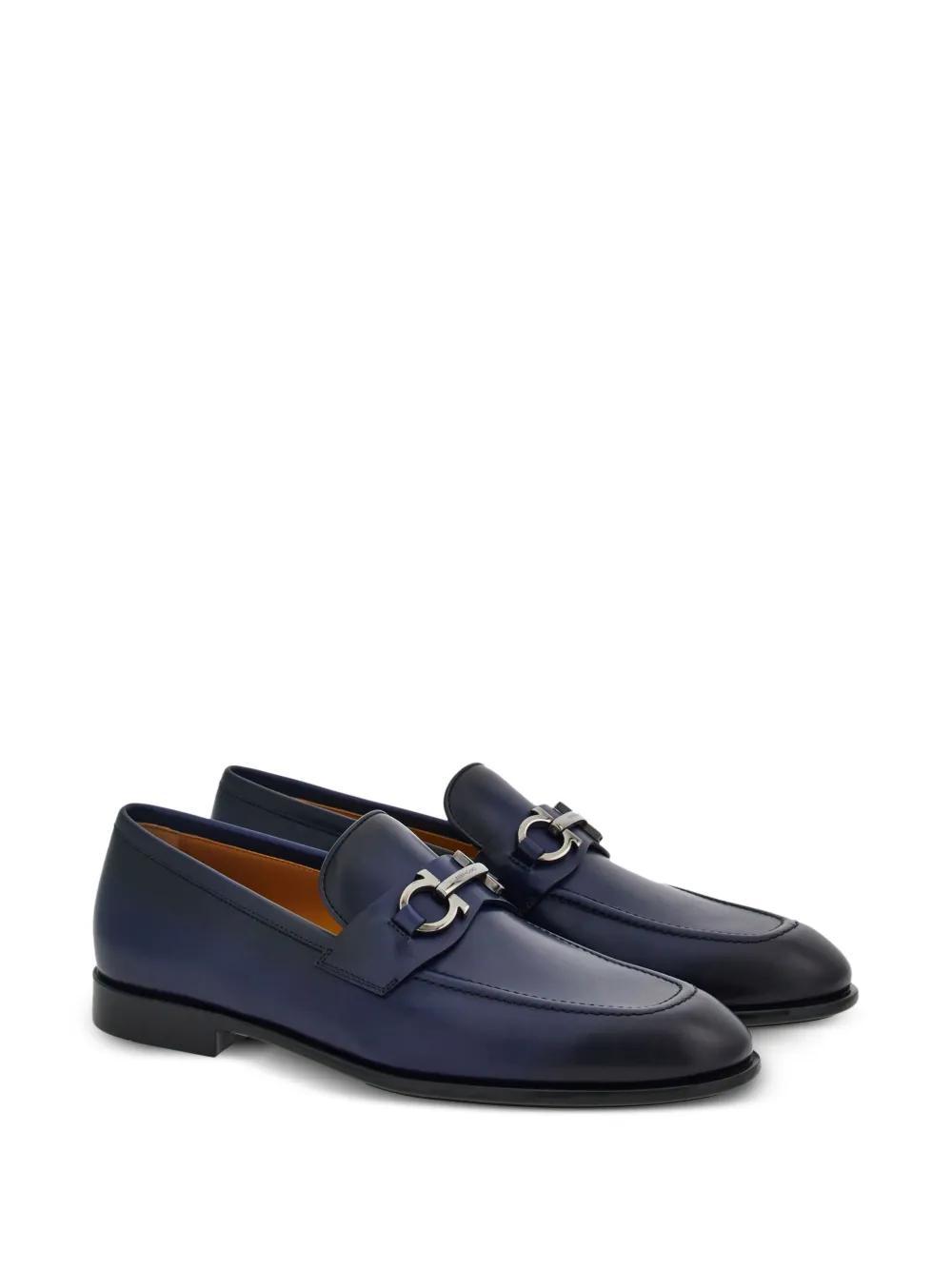 FERRAGAMO Penny Gancini-plaque Loafers In Blue Product Image