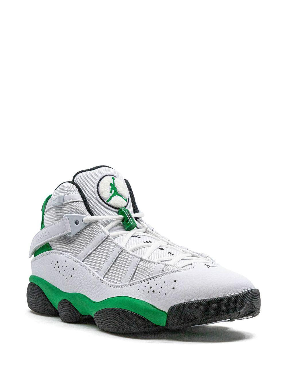Jordan Boys Jordan 6 Rings - Boys Grade School Basketball Shoes Black/Lucky Green/White Product Image