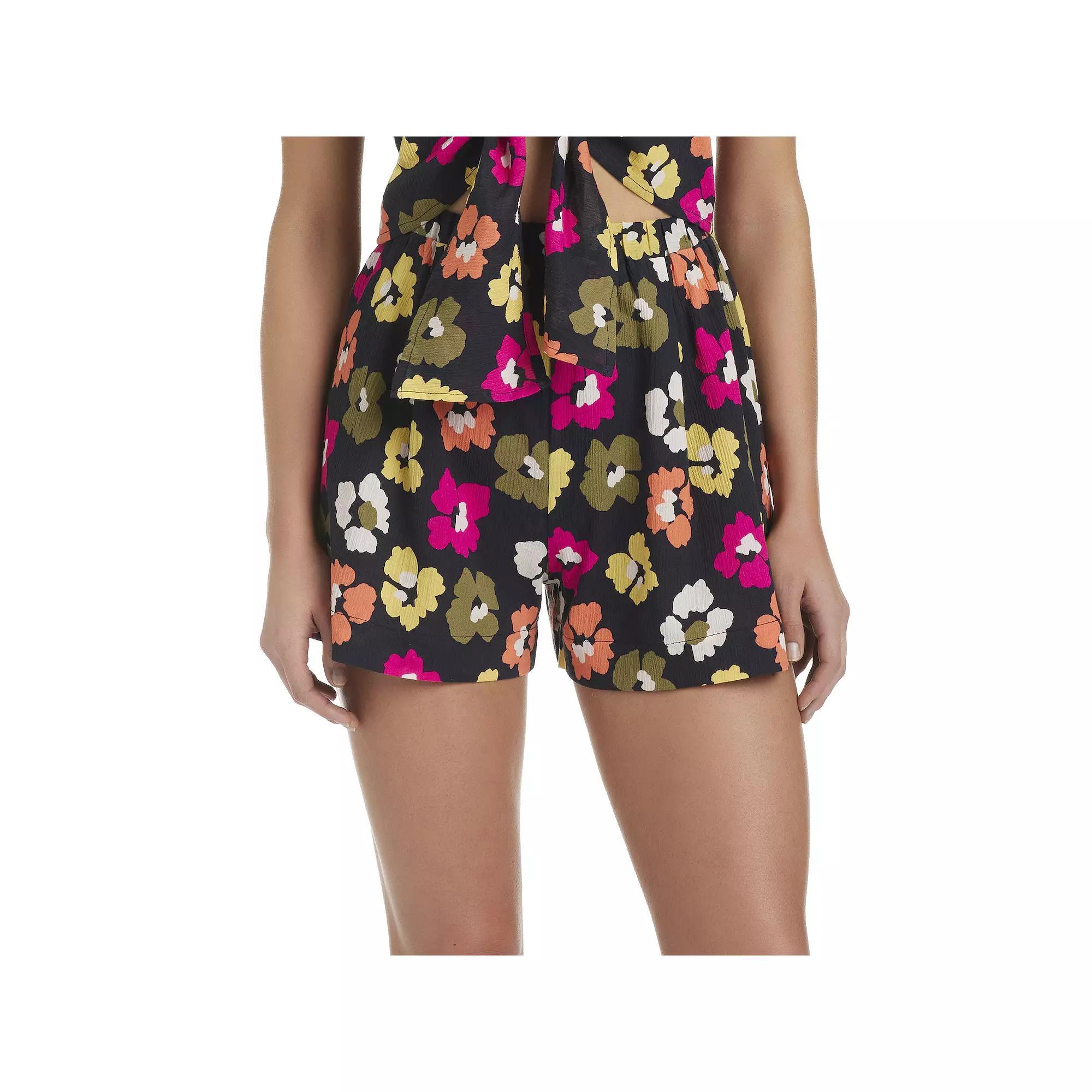 Women's Modern Supply by Sanctuary Pleated High Waist Swim Cover Up Shorts, Size: Medium, Garden Product Image