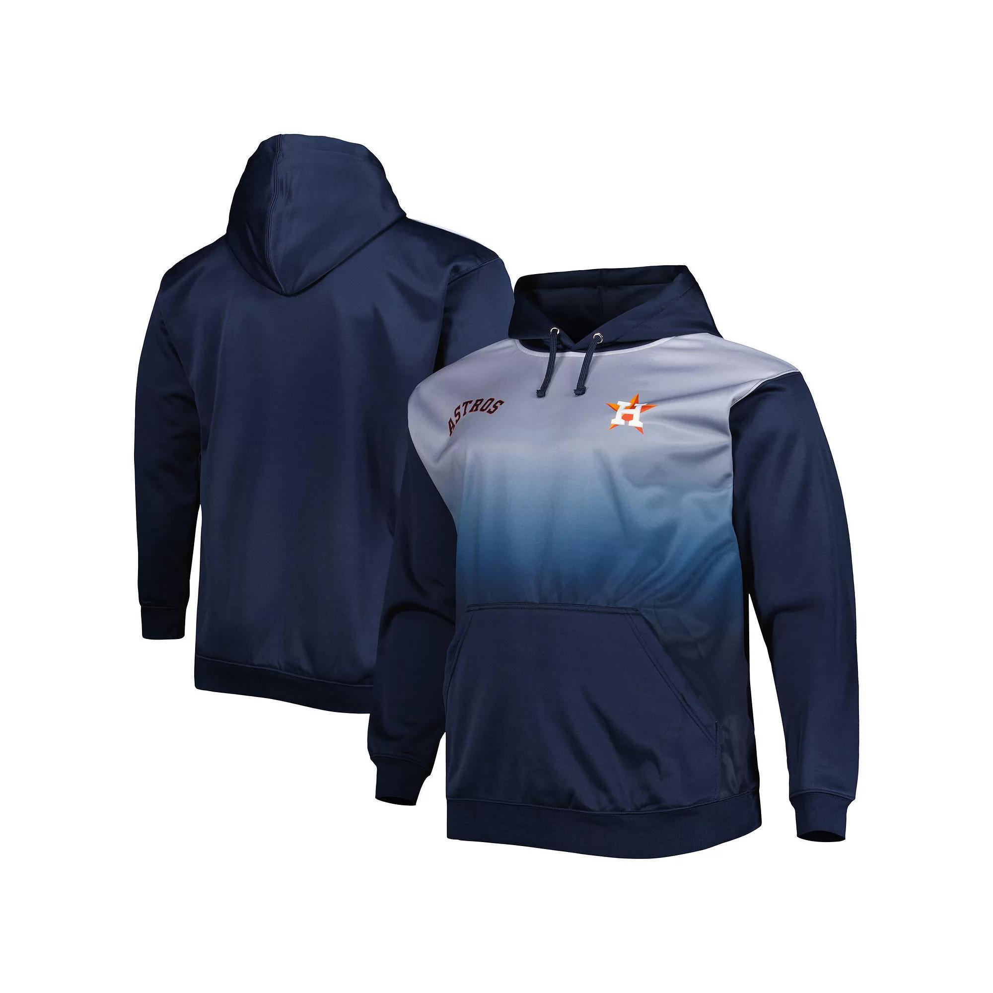 Men's Navy Houston Astros Fade Sublimated Fleece Pullover Hoodie, Size: 3XB, Blue Product Image