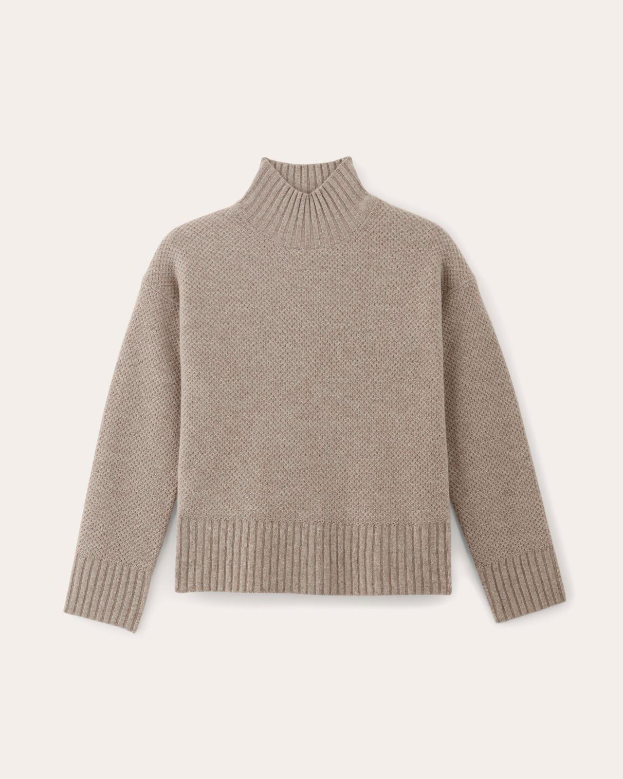 The Honeycomb Funnel Neck in Wool Cashmere Product Image