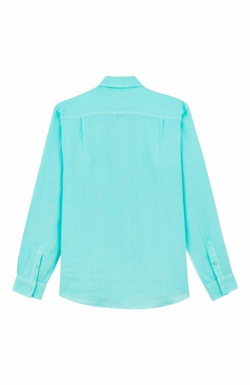 Mens Caroubis Solid Linen Sport Shirt Product Image