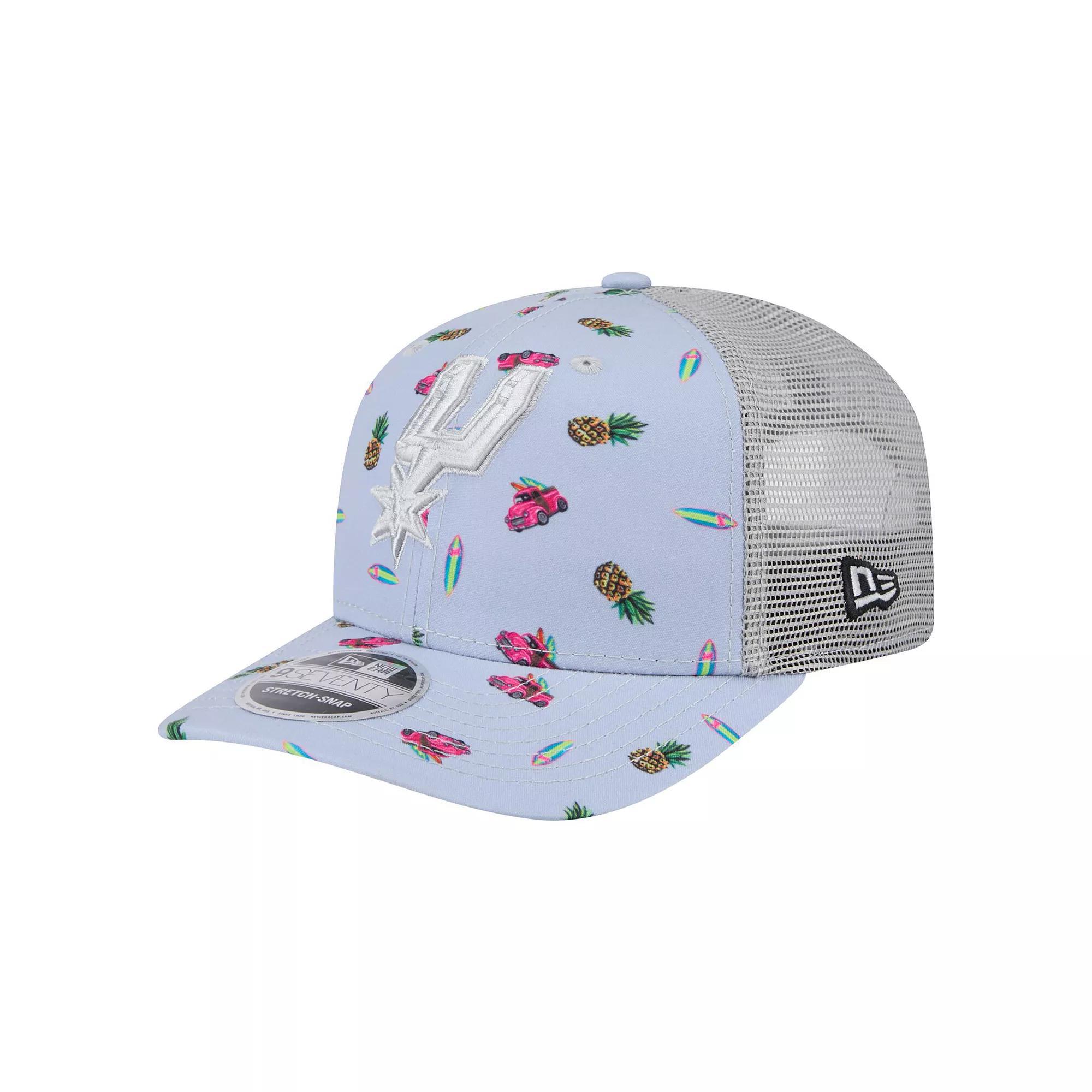 Mens New Era Blue/Gray San Antonio Spurs Adventure Aloha Pattern 9SEVENTY Stretch-Snap Hat Product Image