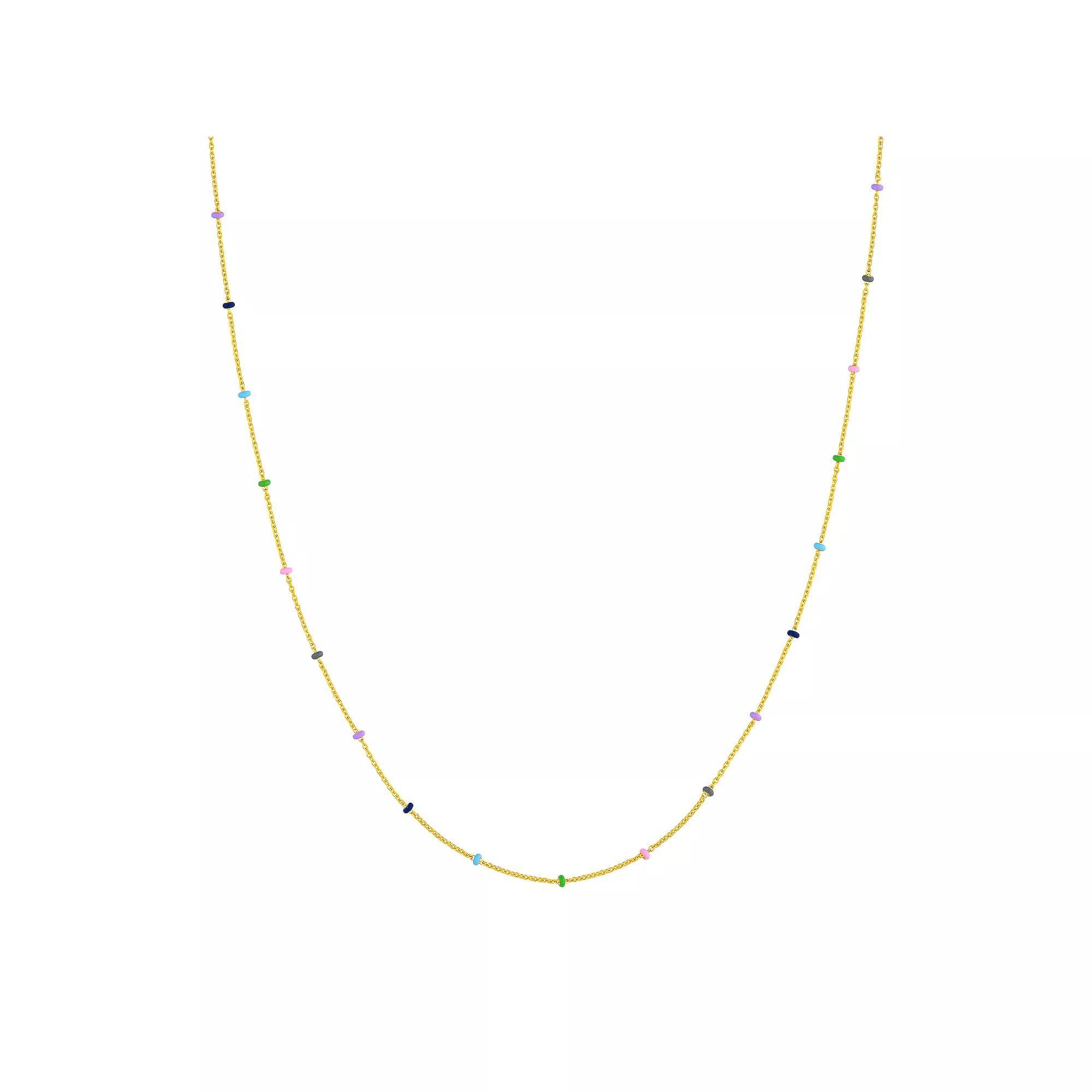 Color Romance 14k Gold Enamel Color Accent Saturn Chain Necklace, Women's, Size: 18", Multi Color Product Image