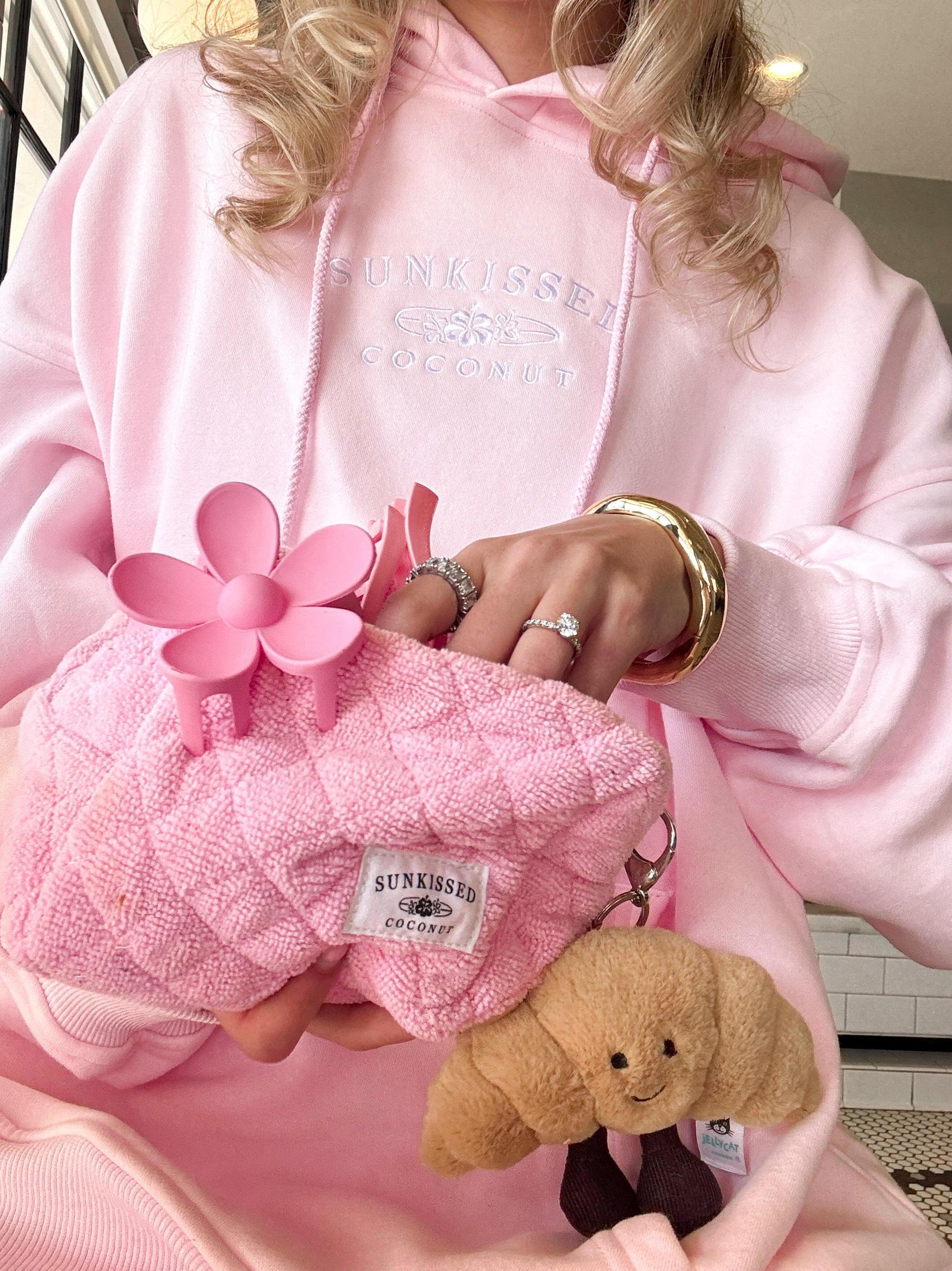 Light Pink Sunkissedcoconut Logo Embroider Hoodie Girls Product Image