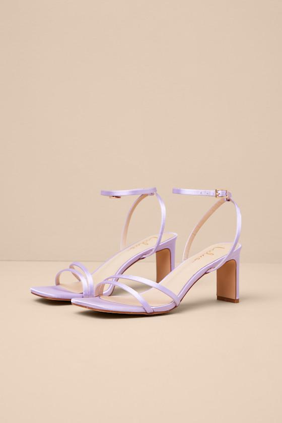 Loxley Lilac Satin Ankle Strap High Heel Sandals Product Image